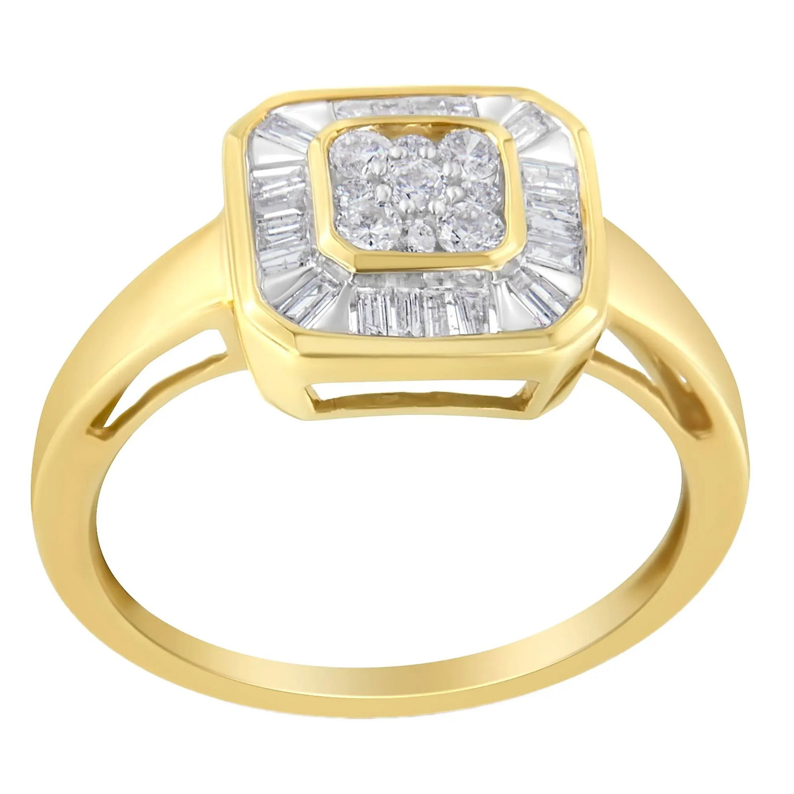 10K Yellow Gold Diamond Cocktail Ring (1/2 Cttw, I-J Color, SI2-I1 Clarity) - Size 6 EVS1010 - 3