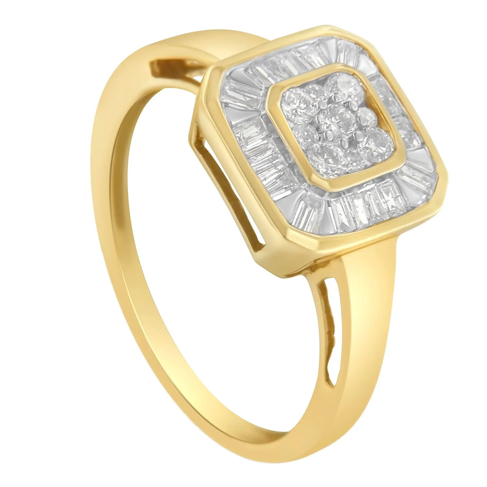 10K Yellow Gold Diamond Cocktail Ring (1/2 Cttw, I-J Color, SI2-I1 Clarity) - Size 6 EVS1010 - 4