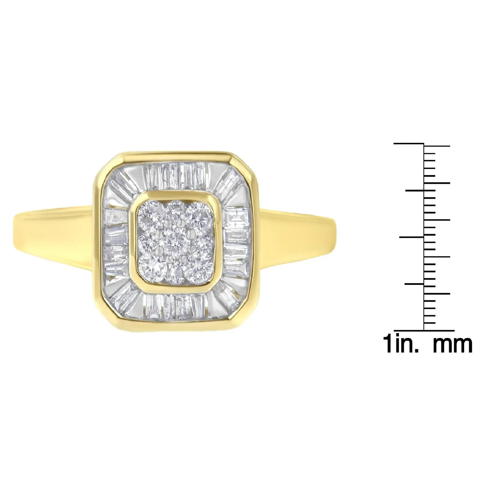 10K Yellow Gold Diamond Cocktail Ring (1/2 Cttw, I-J Color, SI2-I1 Clarity) - Size 6 EVS1010 - 6