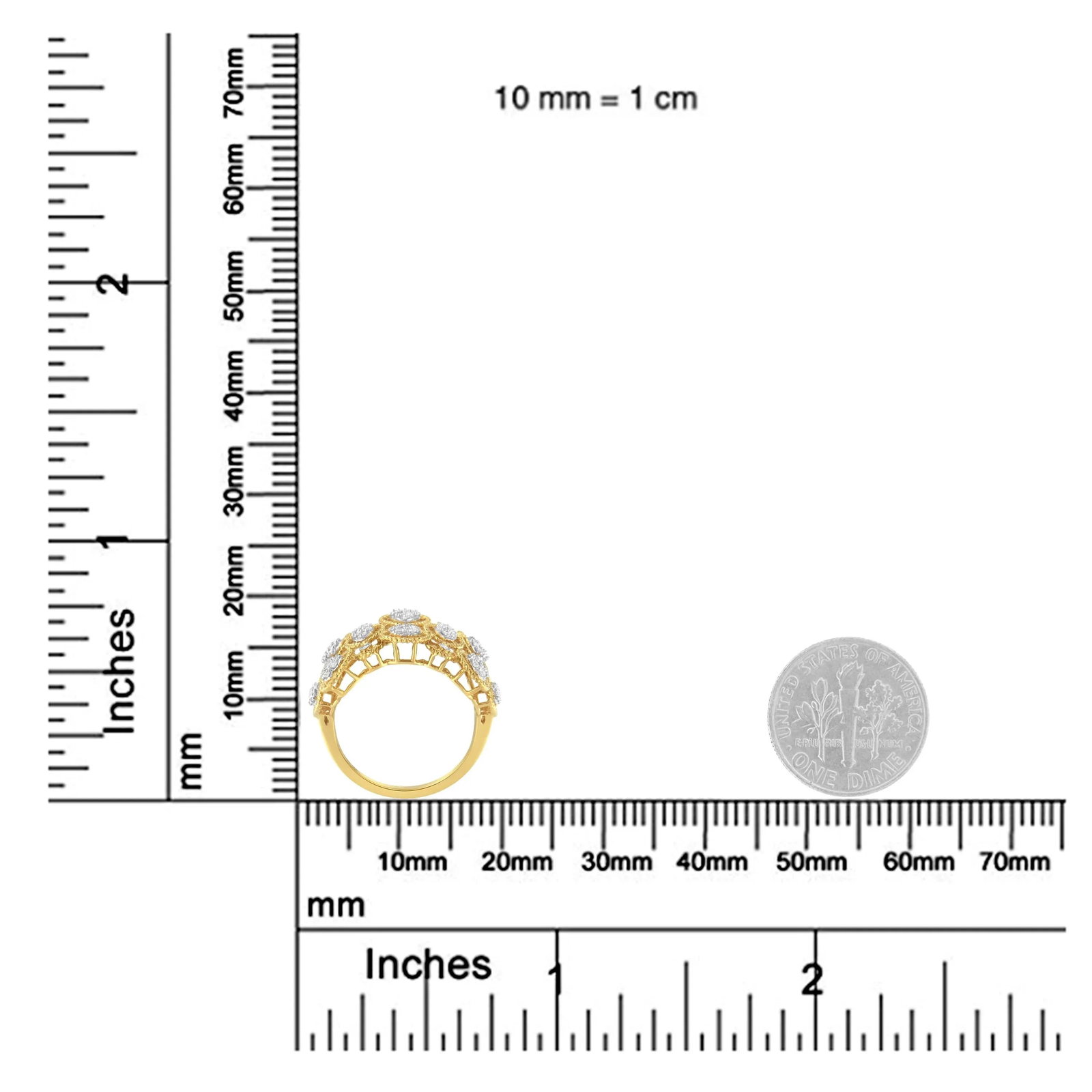 14K Yellow Gold Diamond Art Deco Ring (1/2 Cttw, H-I Color, I1 Clarity) - Size 8 EVS1010 - 7