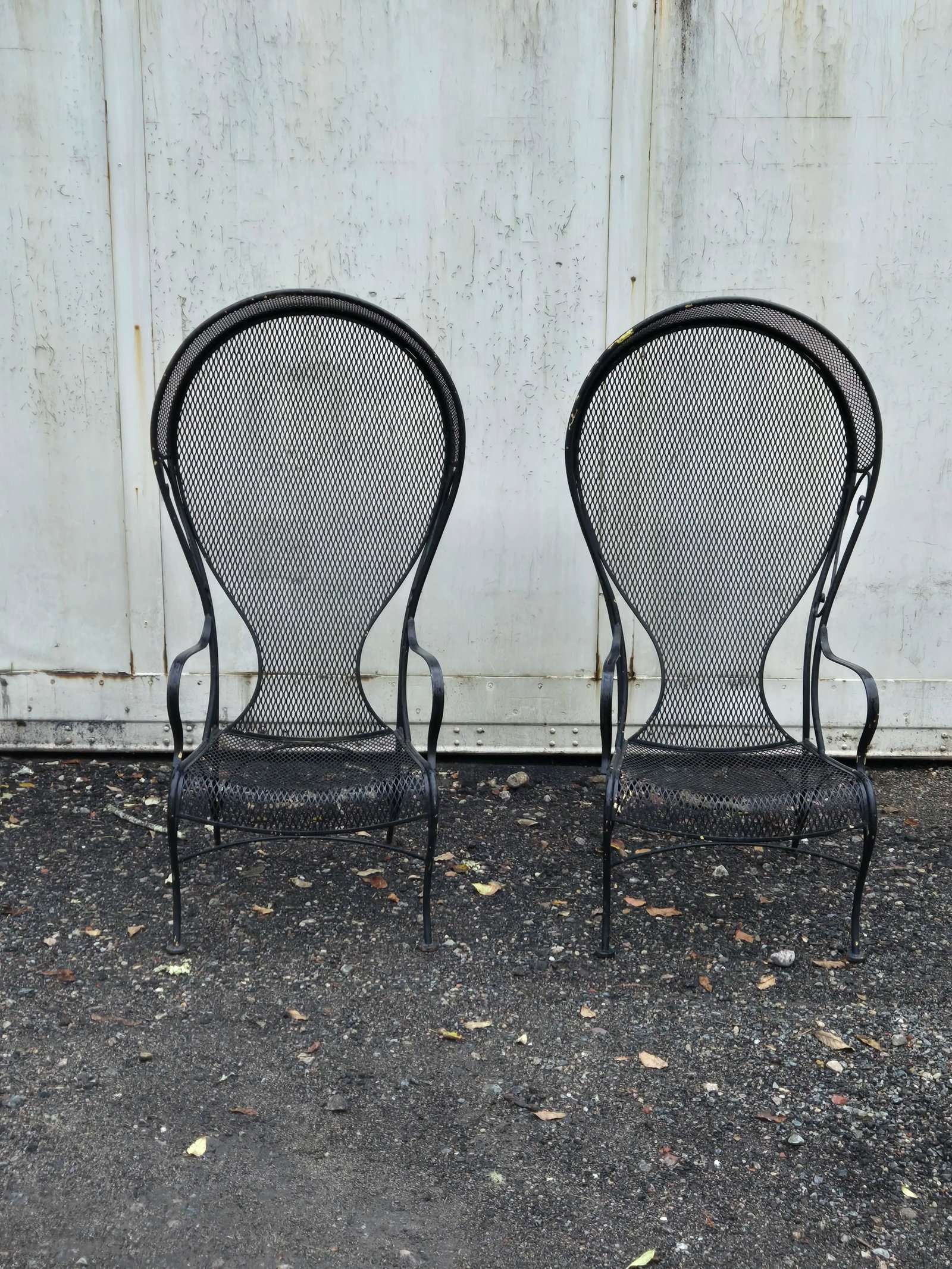 Vintage Wrought Iron Outdoor Patio Canopy Chairs - Set of 2 - 3