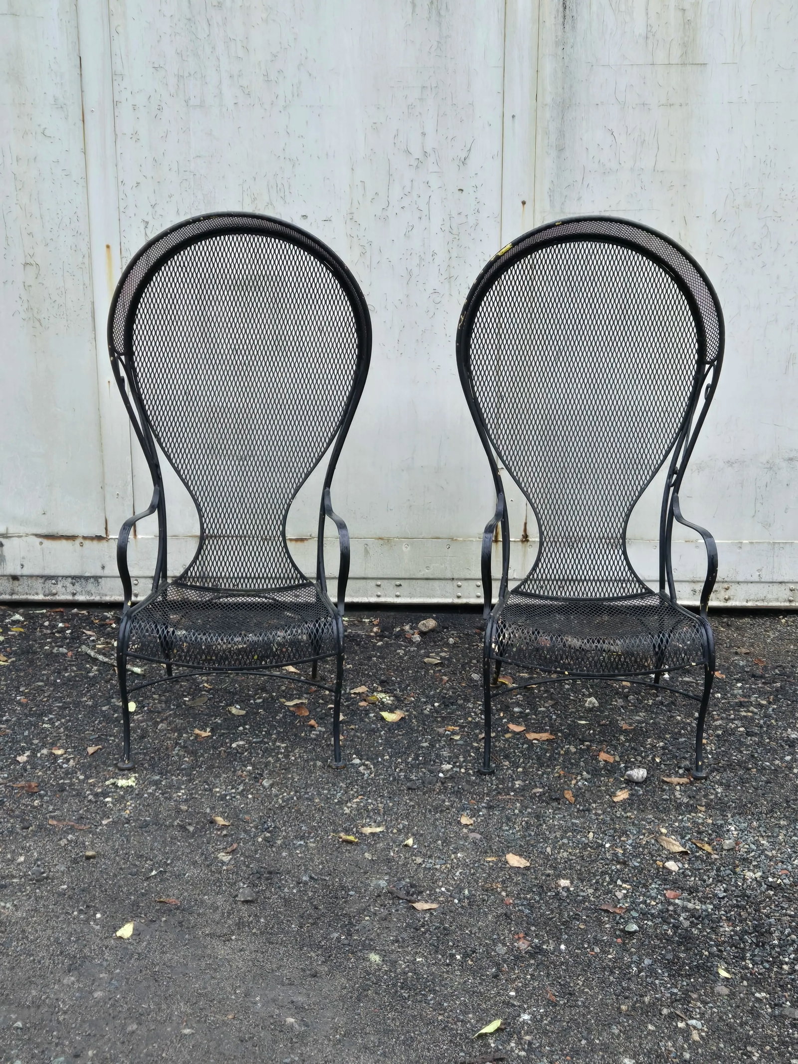 Vintage Wrought Iron Outdoor Patio Canopy Chairs - Set of 2 - 5