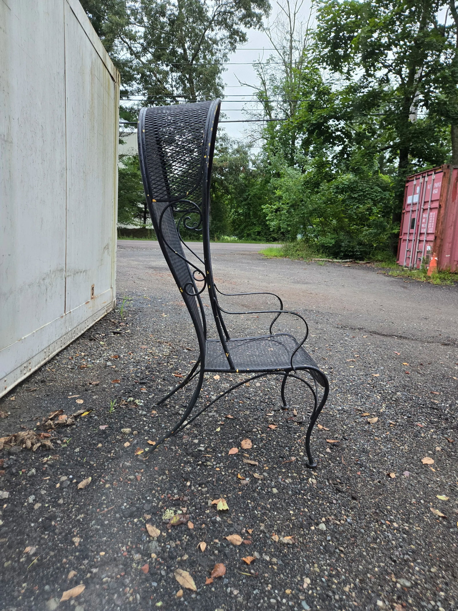 Vintage Wrought Iron Outdoor Patio Canopy Chairs - Set of 2 - 8