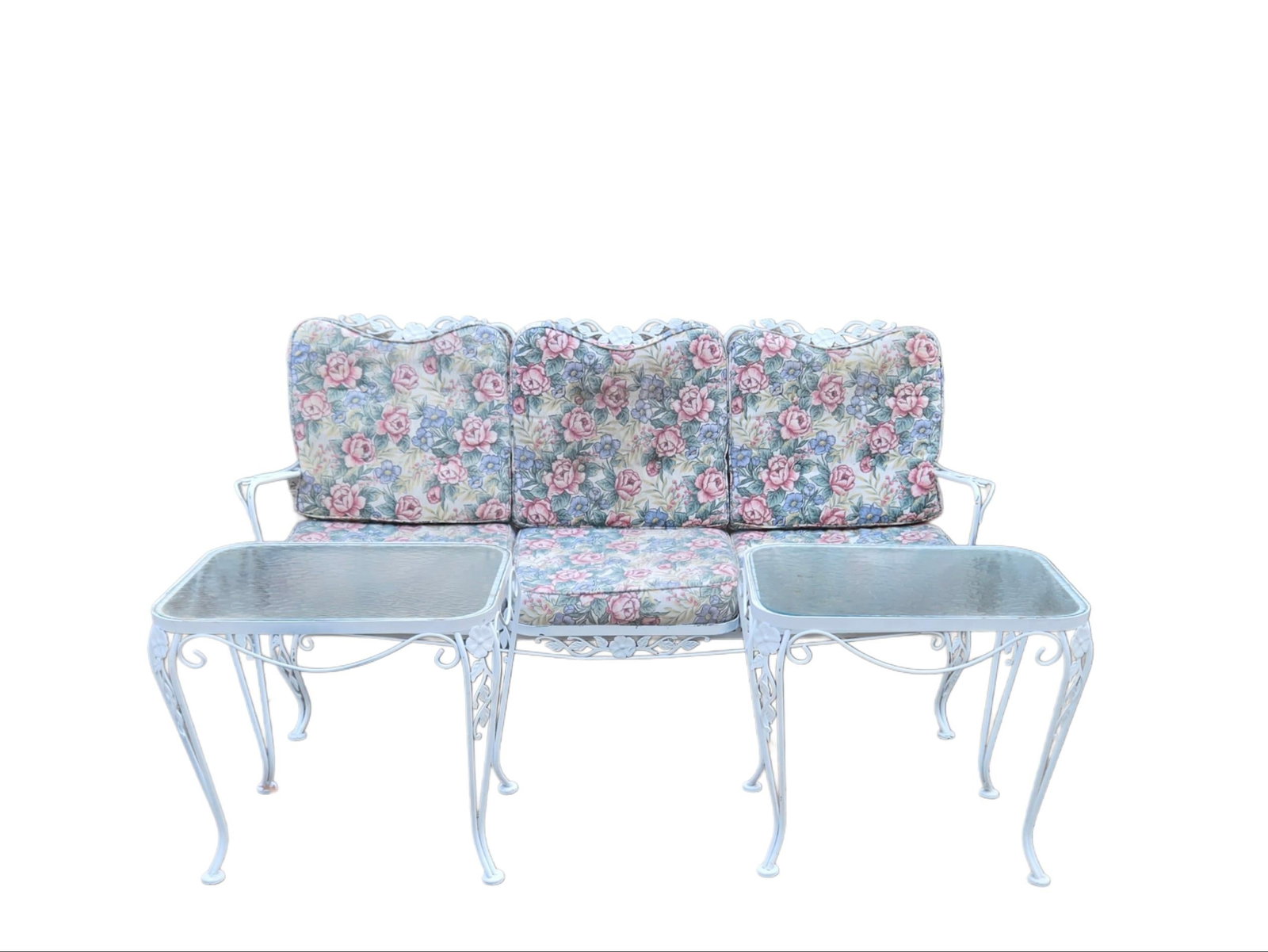 1950s Woodard Wrought Iron Patio Sofa & Tables, Attributed, 3 Pieces - 2