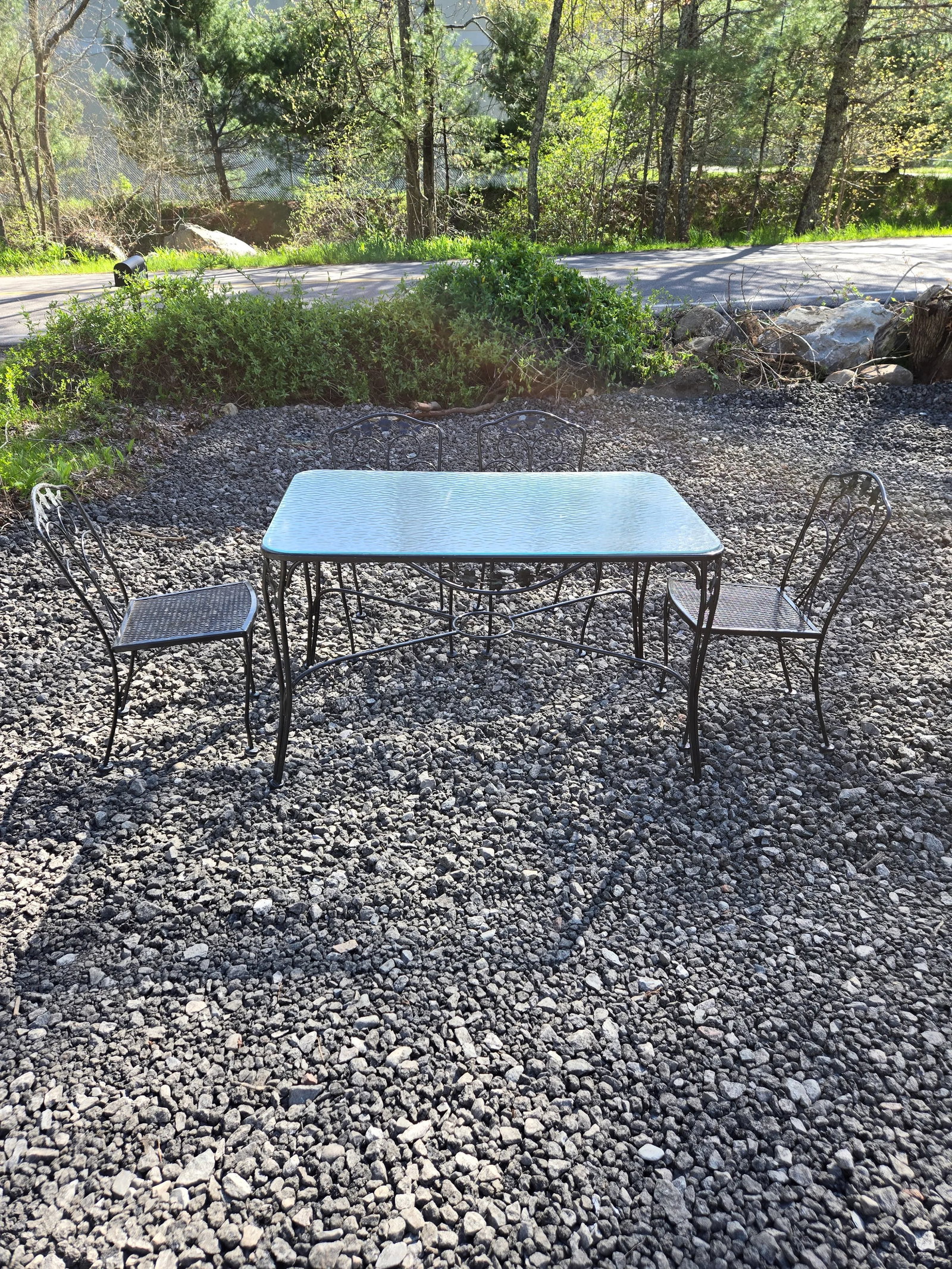 Wrought Iron Outdoor Patio Dining Table and 4 Chairs - 11