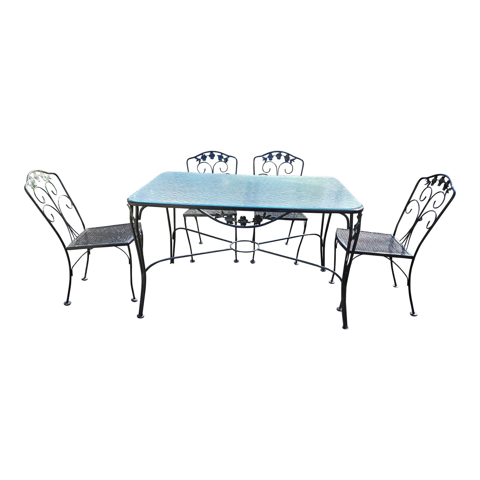 Wrought Iron Outdoor Patio Dining Table and 4 Chairs (1 of 11)