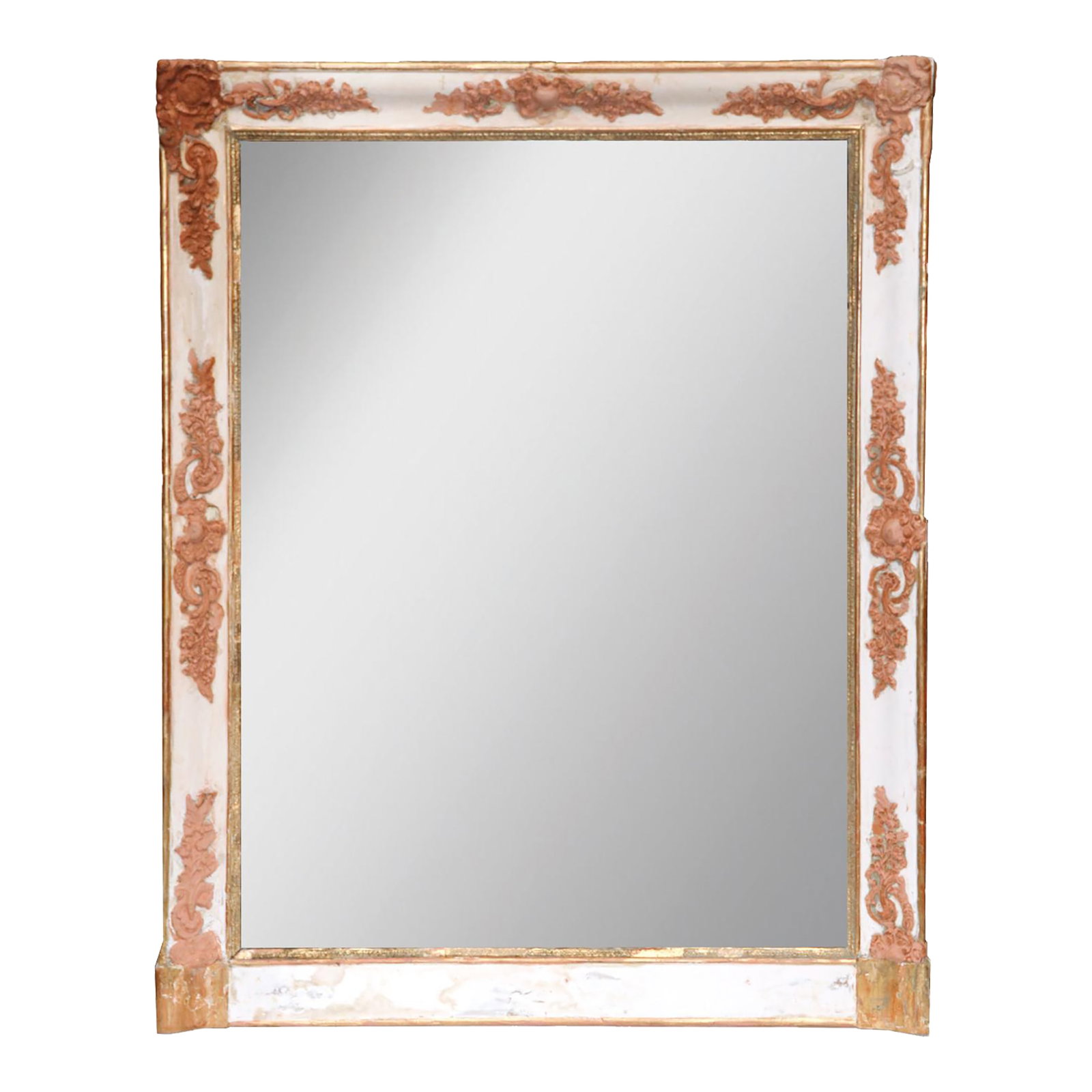 Antique Decorative Framed Mirror: This antique mirror, with its rectangular frame, exudes elegance. Intricate carvings reminiscent of the Baroque or Rococo periods adorn the frame, featuring graceful scrolls and delicate floral