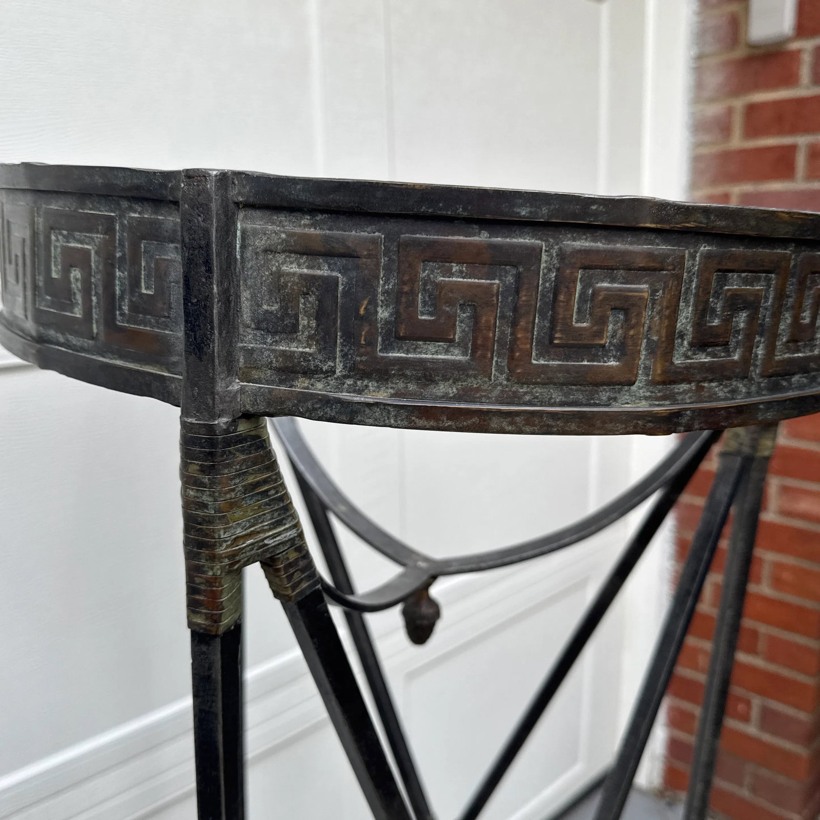 Late 20th Century Iron Greek Key Athenienne Tripod Stands - Set of 2 - 10