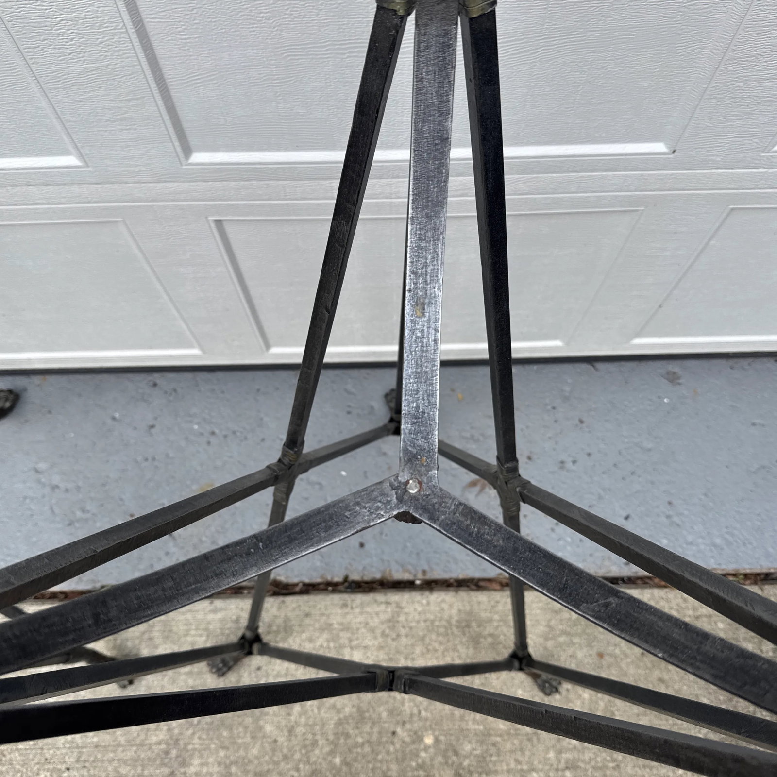 Late 20th Century Iron Greek Key Athenienne Tripod Stands - Set of 2 - 12