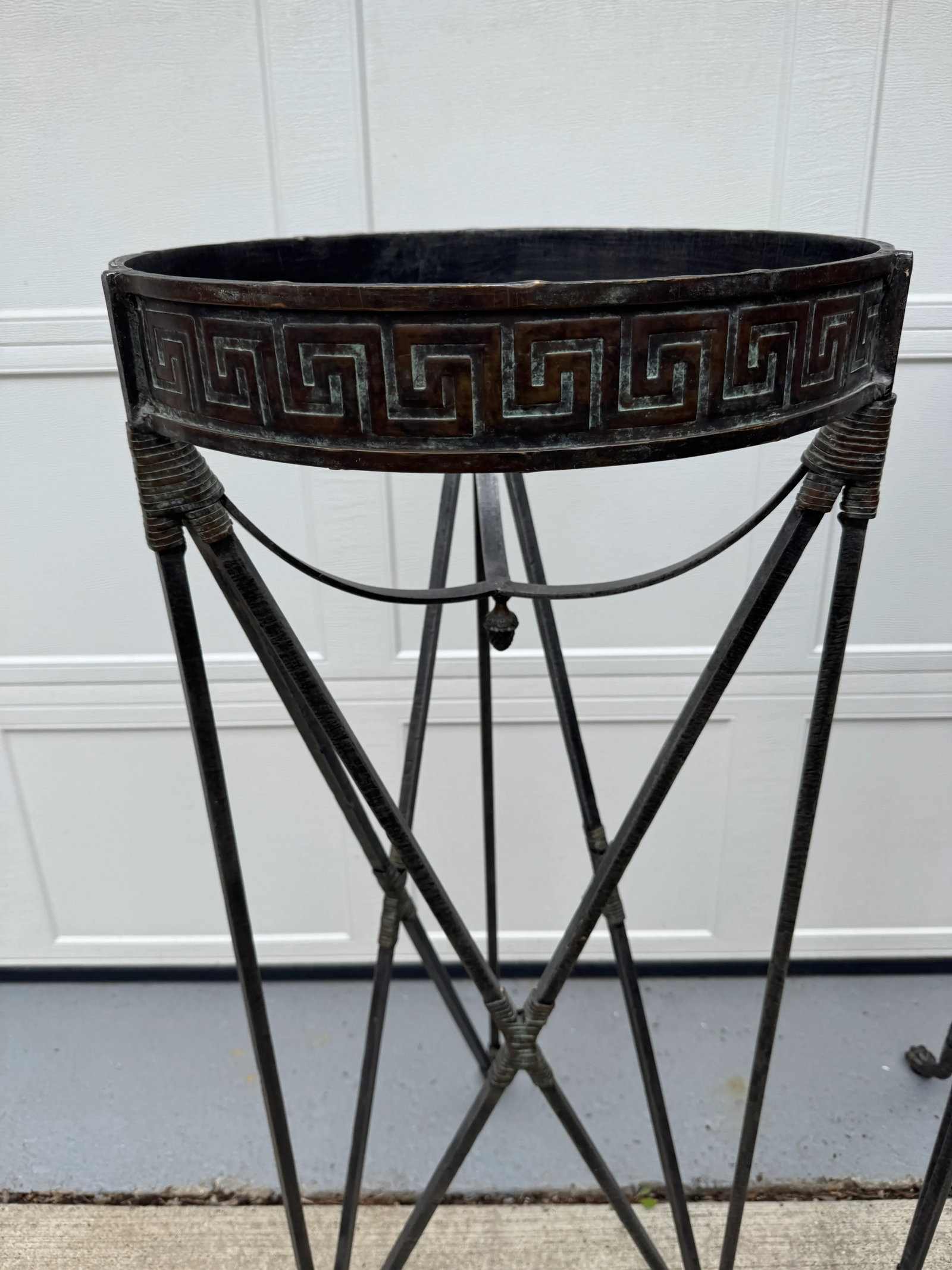 Late 20th Century Iron Greek Key Athenienne Tripod Stands - Set of 2 - 2