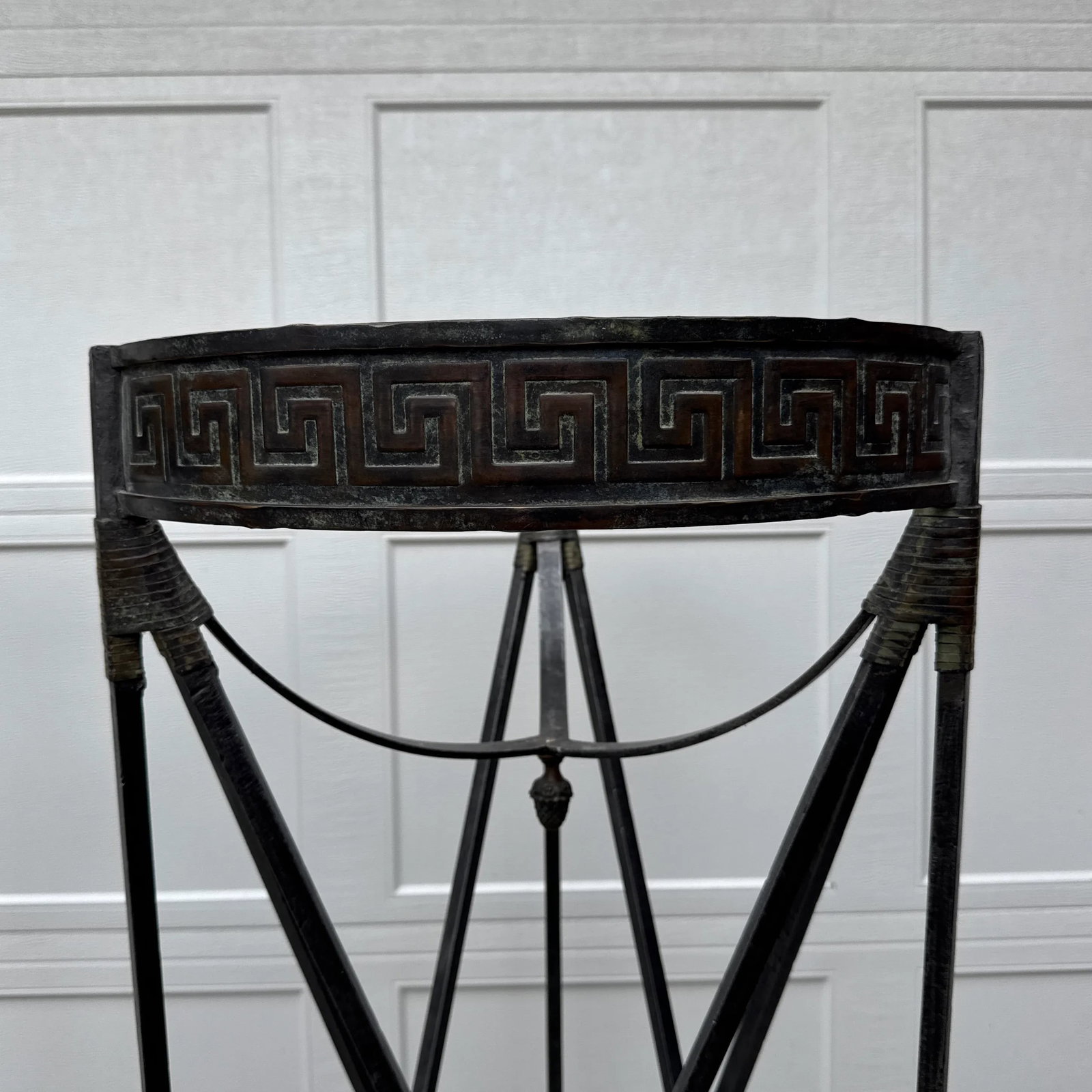 Late 20th Century Iron Greek Key Athenienne Tripod Stands - Set of 2 - 3