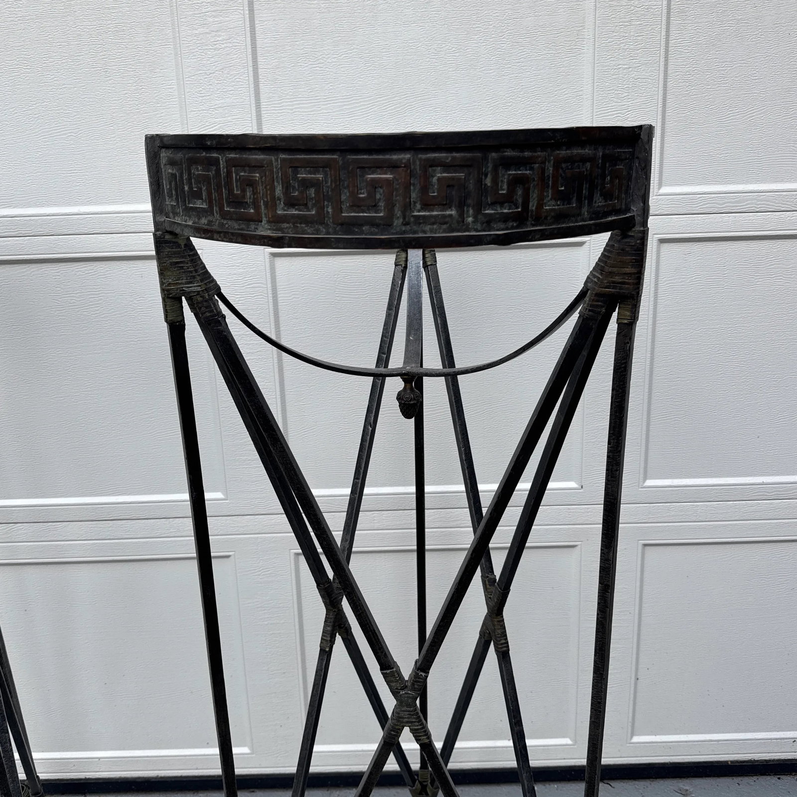 Late 20th Century Iron Greek Key Athenienne Tripod Stands - Set of 2 - 6