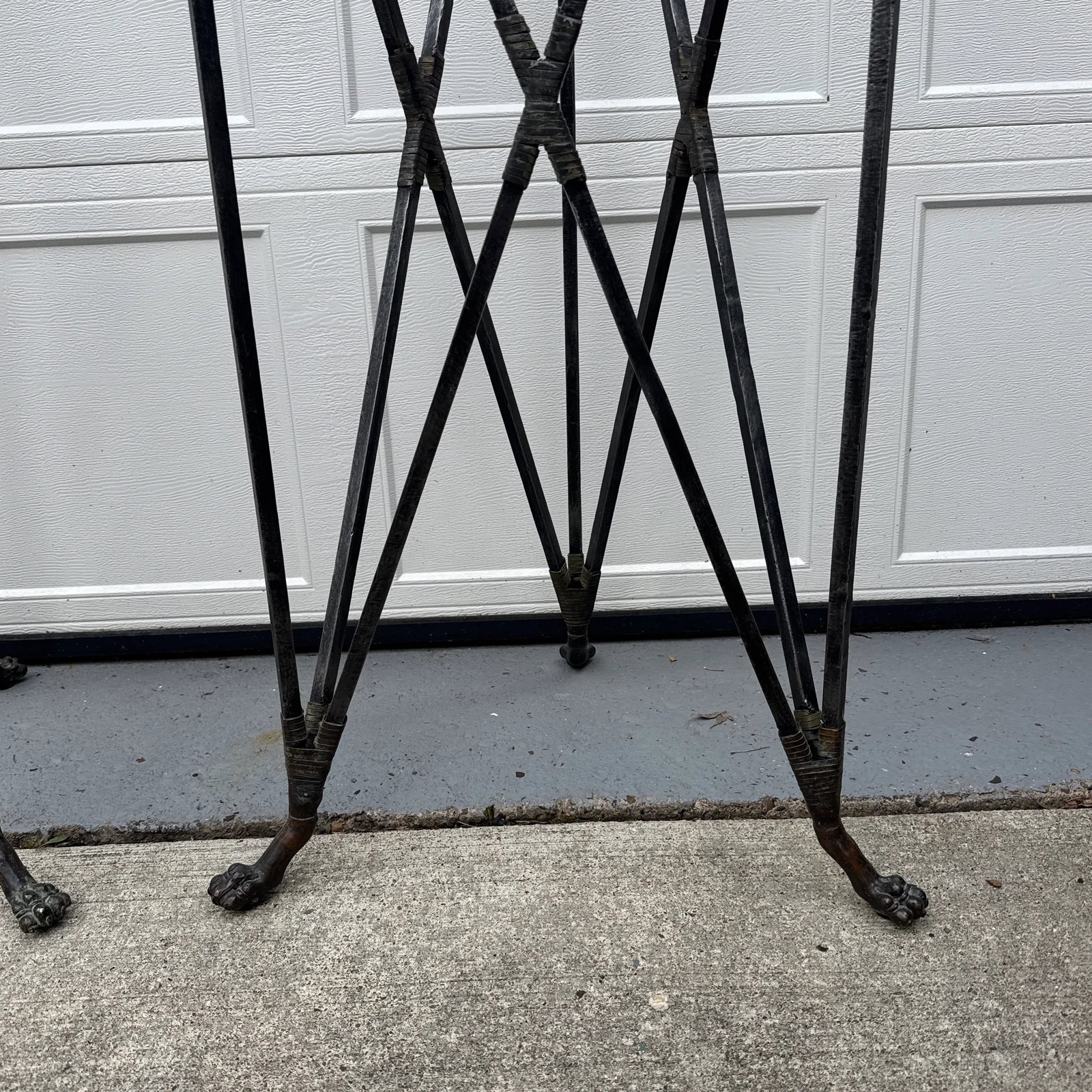 Late 20th Century Iron Greek Key Athenienne Tripod Stands - Set of 2 - 9