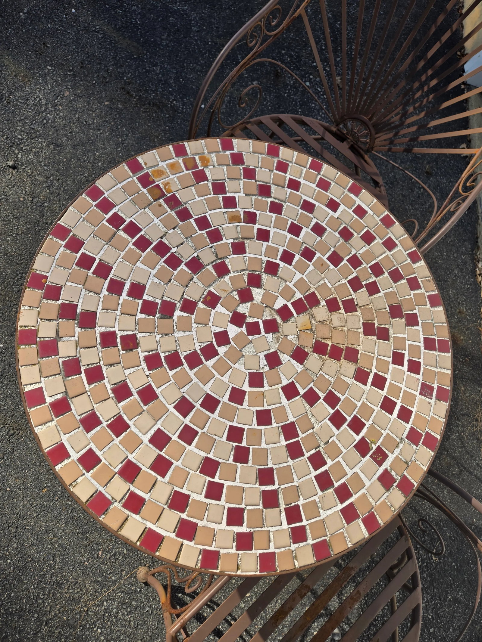 Vintage Mosaic Tiled Table With Iron Base - 3