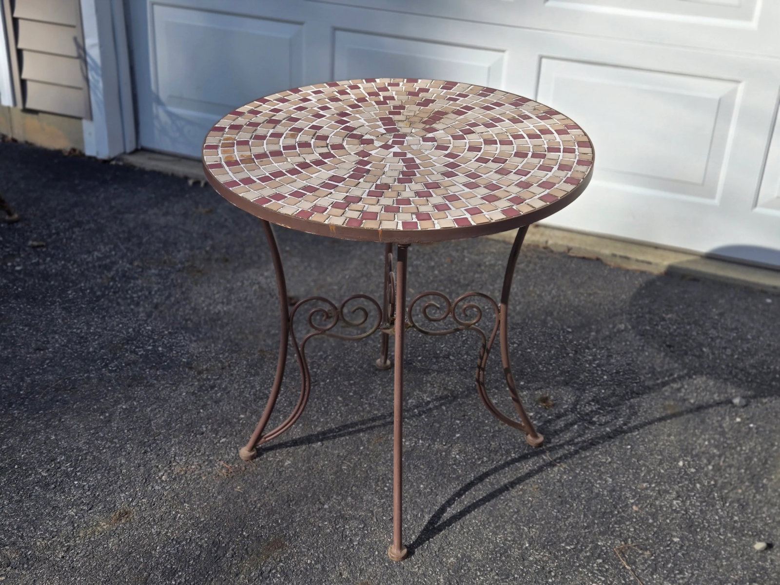 Vintage Mosaic Tiled Table With Iron Base - 6