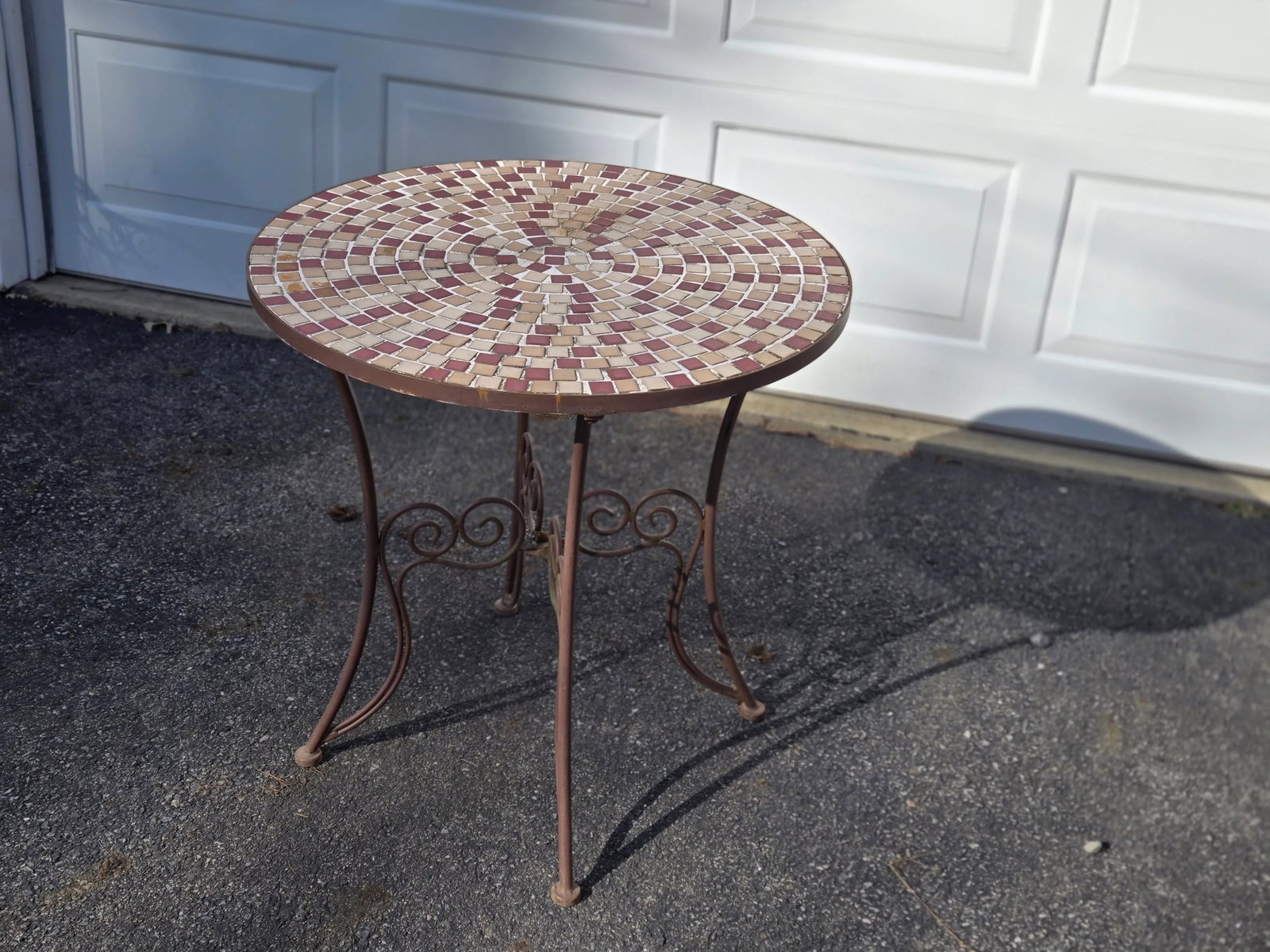Vintage Mosaic Tiled Table With Iron Base - 8