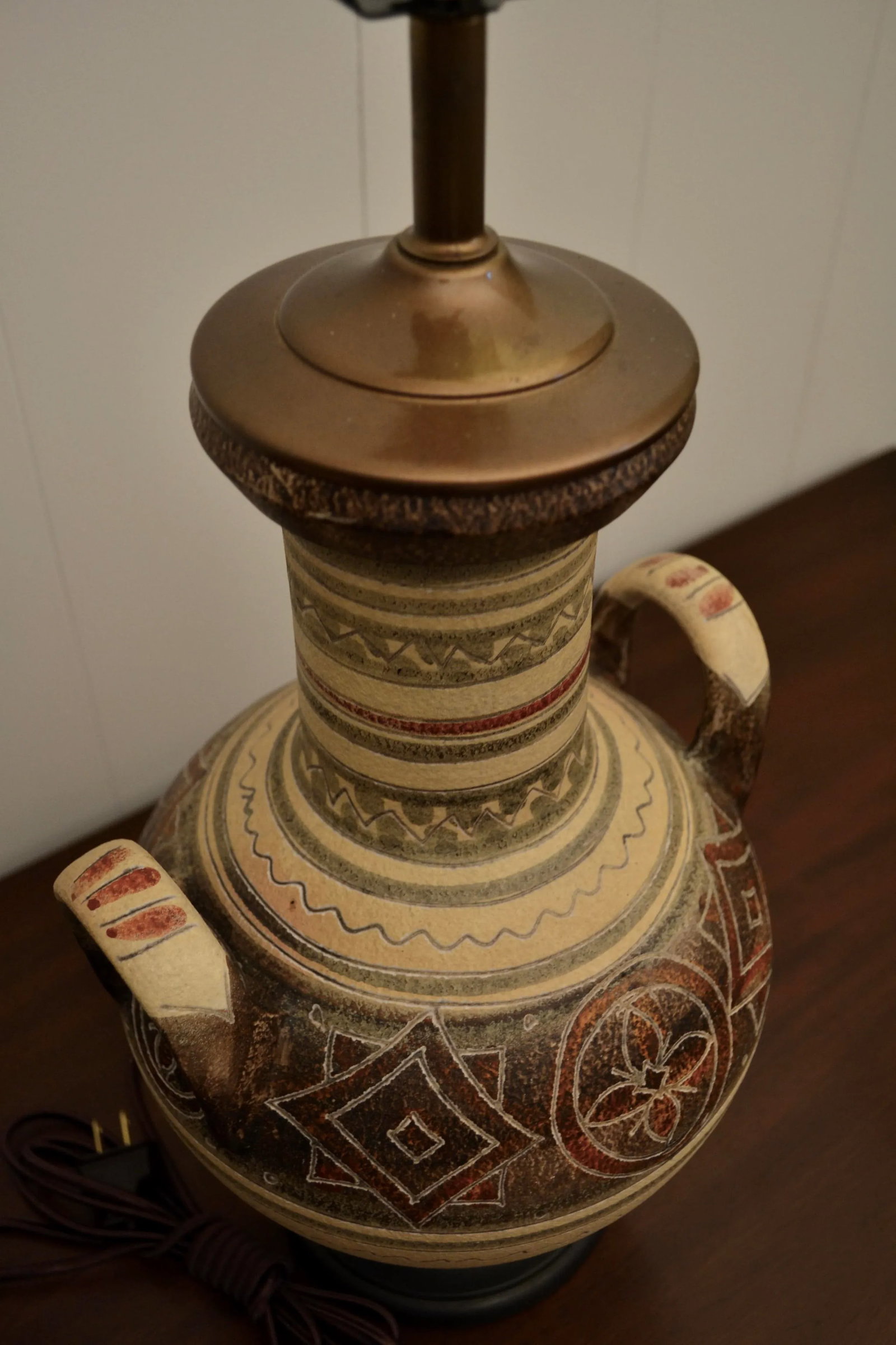 20th Century Hand Painted Pottery Lamps - A Pair - 4