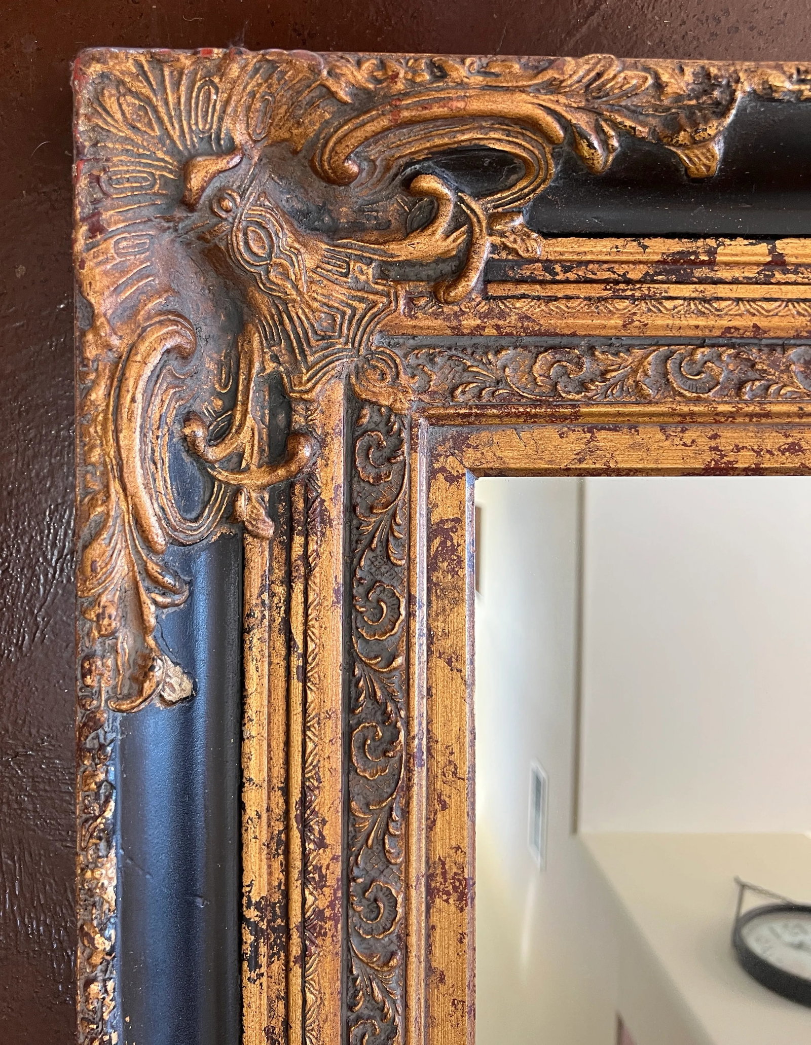 Spanish Baroque Gold and Black Mirror, Late 20th Century - 10
