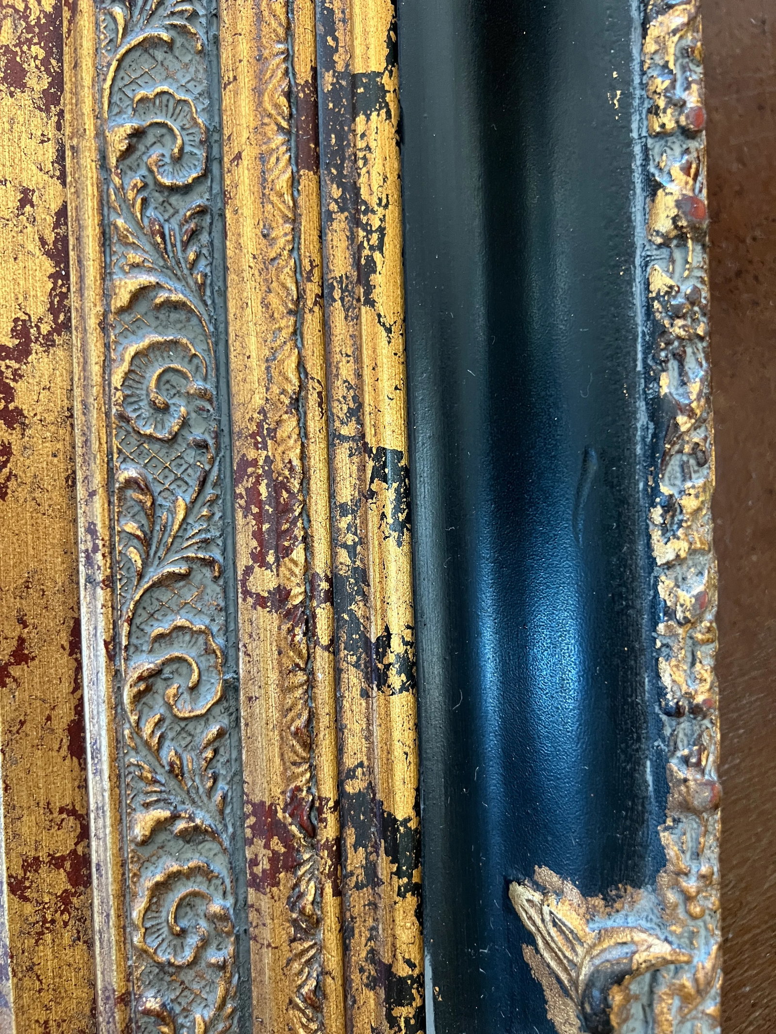 Spanish Baroque Gold and Black Mirror, Late 20th Century - 11