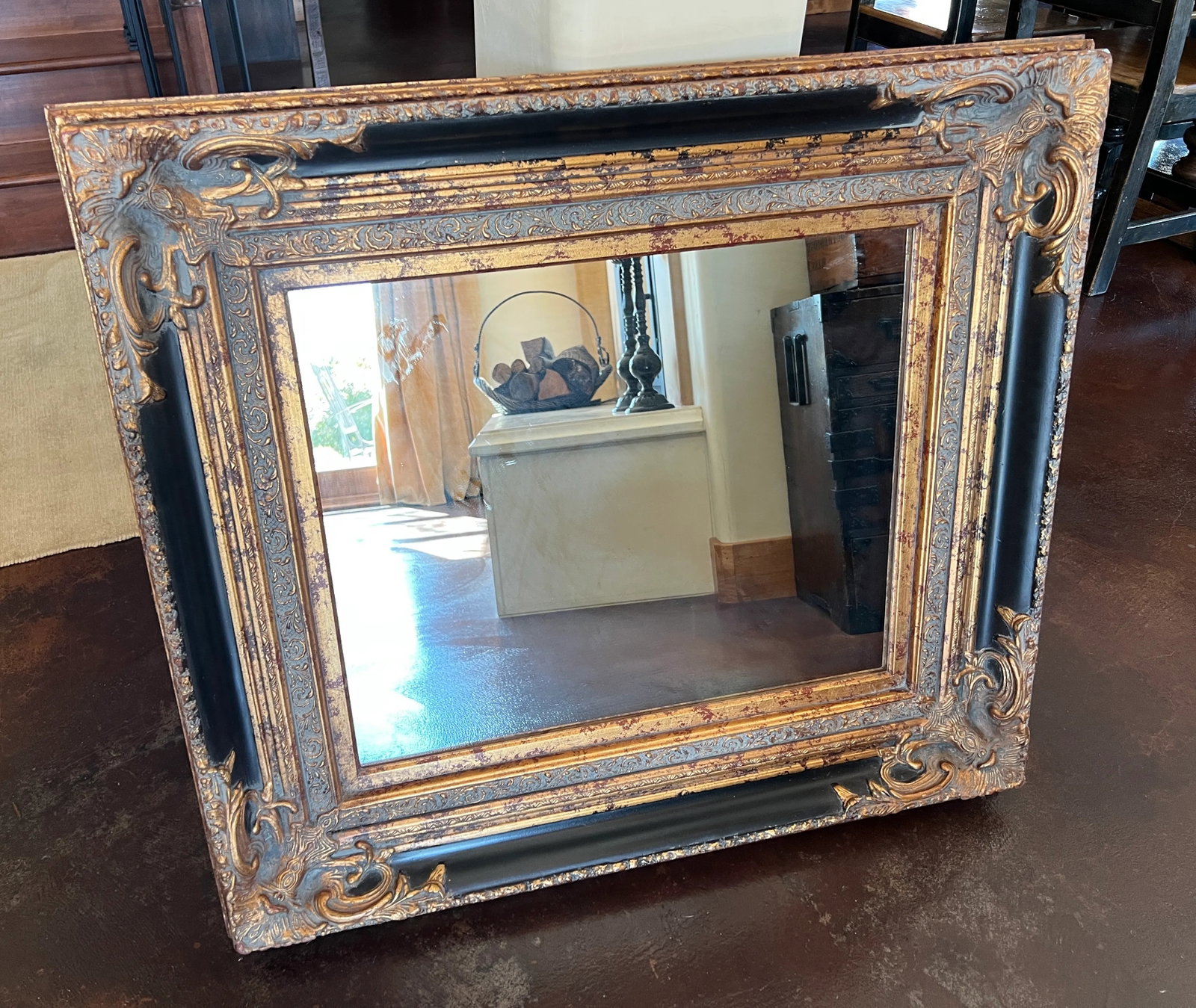 Spanish Baroque Gold and Black Mirror, Late 20th Century - 2