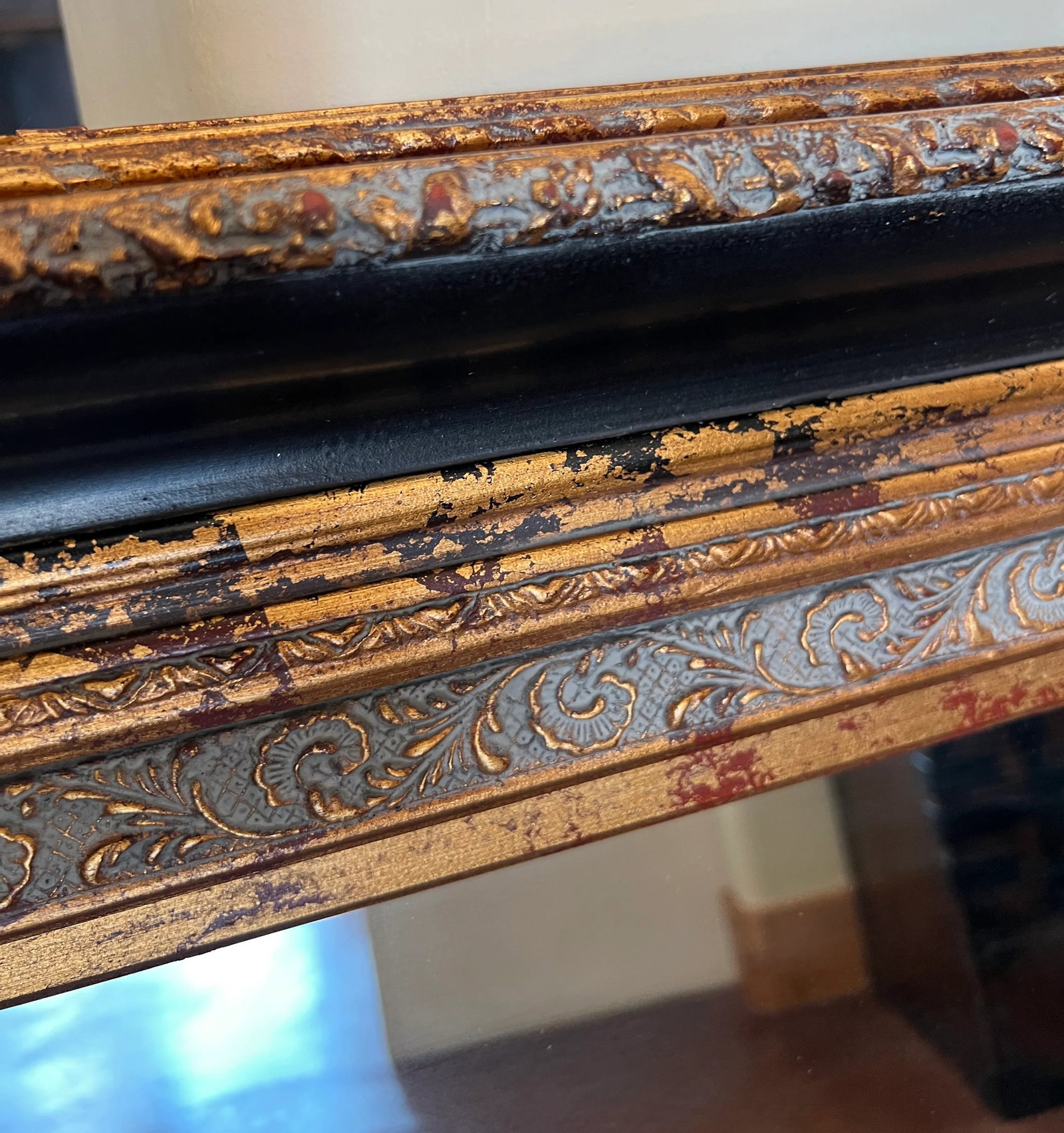Spanish Baroque Gold and Black Mirror, Late 20th Century - 5