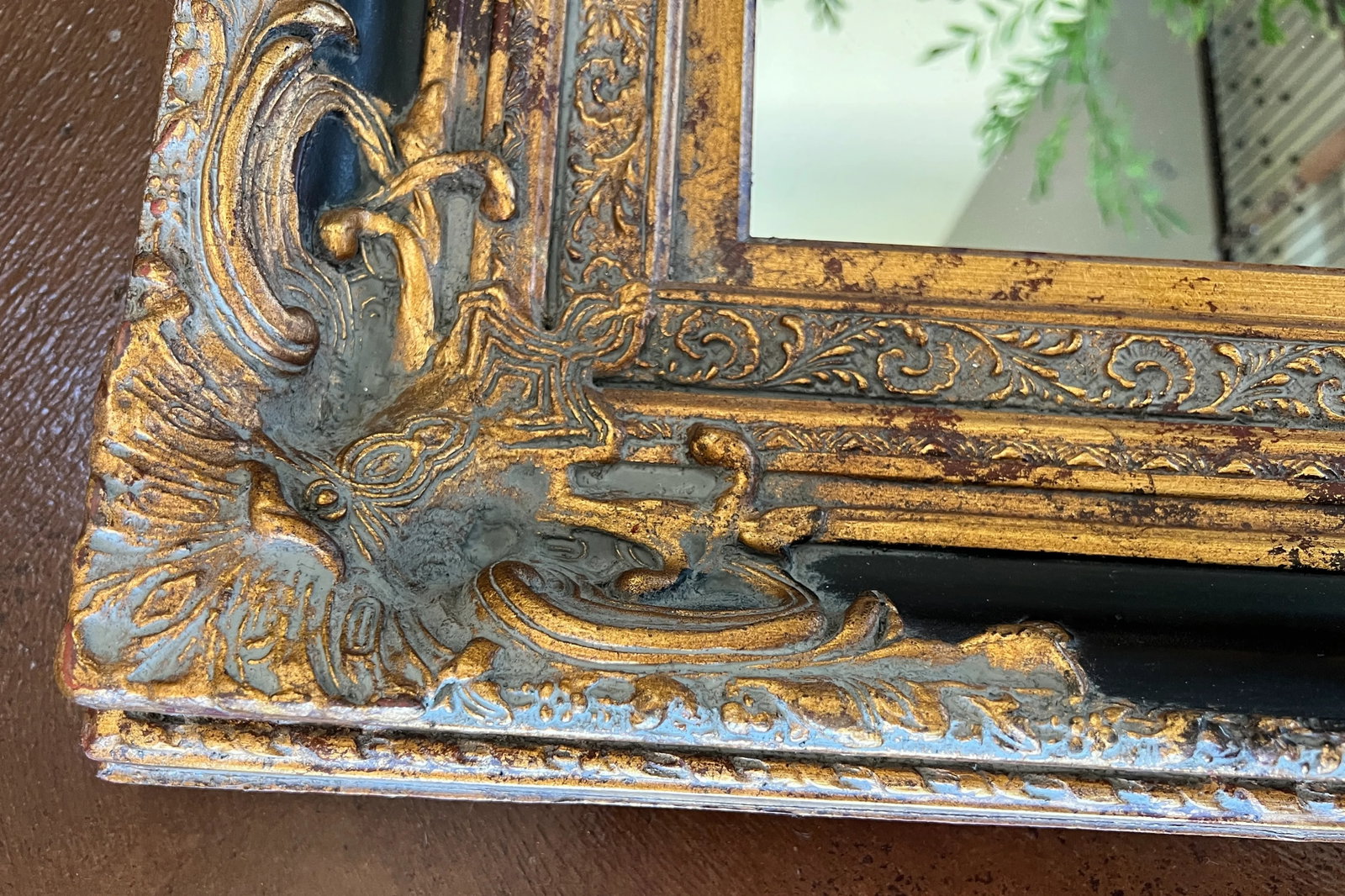 Spanish Baroque Gold and Black Mirror, Late 20th Century - 7