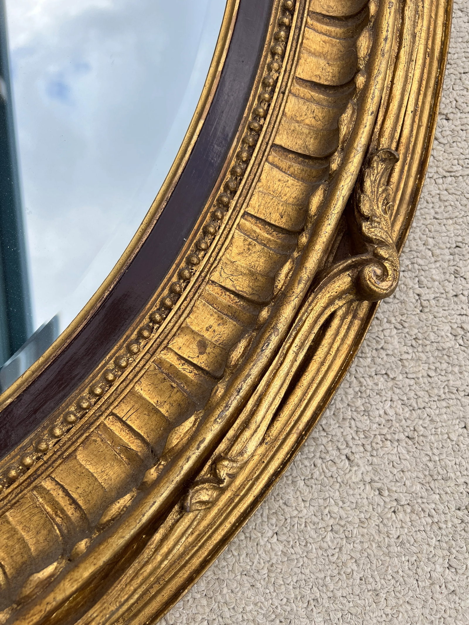 Large Rococo Style Gilded Oval Mirror - 10