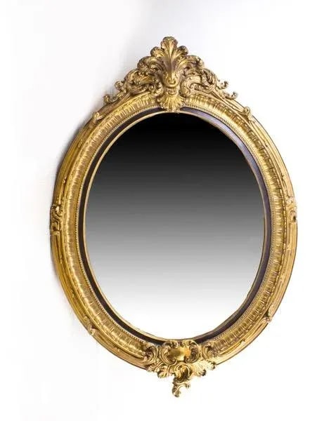 Large Rococo Style Gilded Oval Mirror - 11