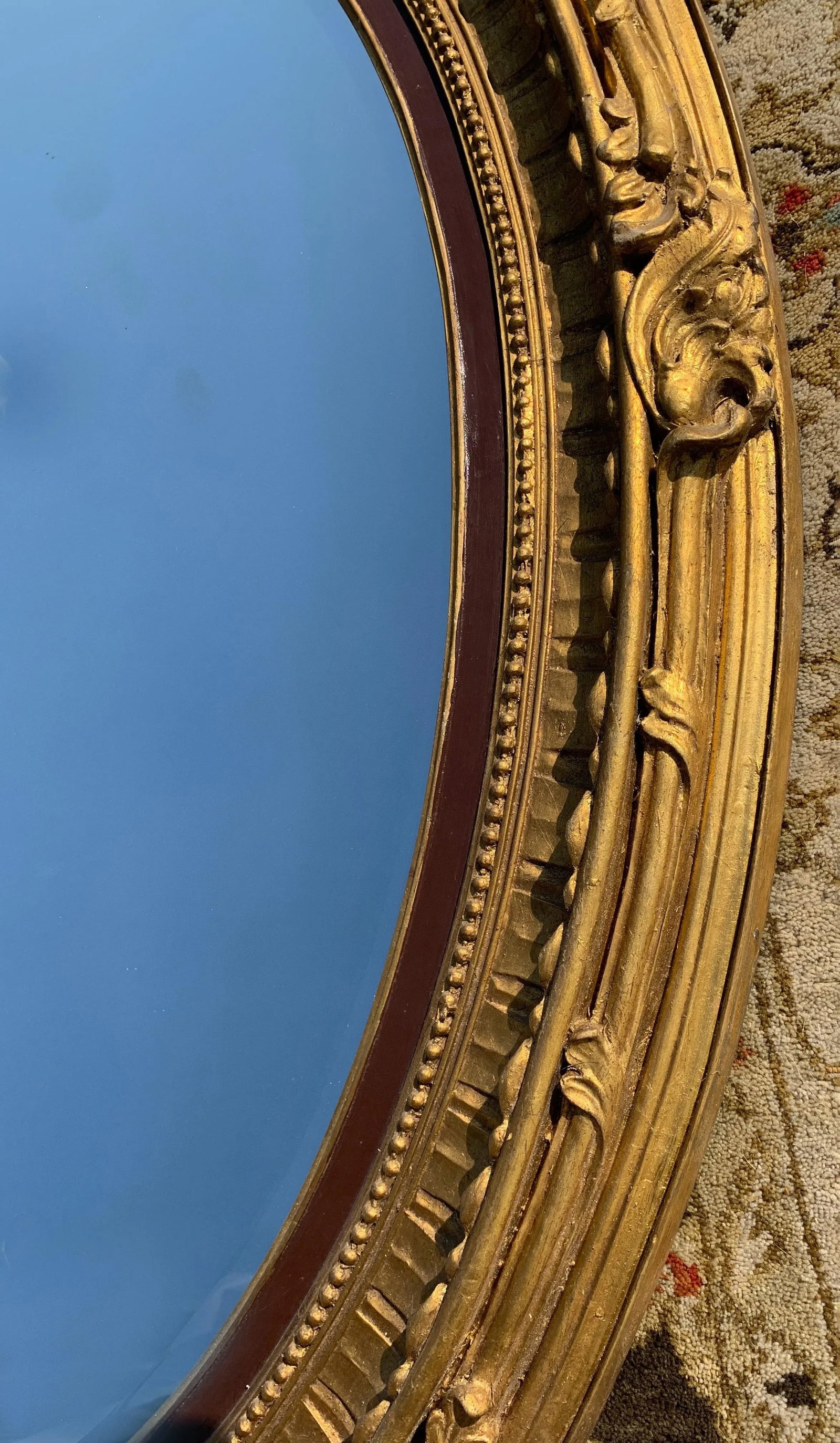 Large Rococo Style Gilded Oval Mirror - 3