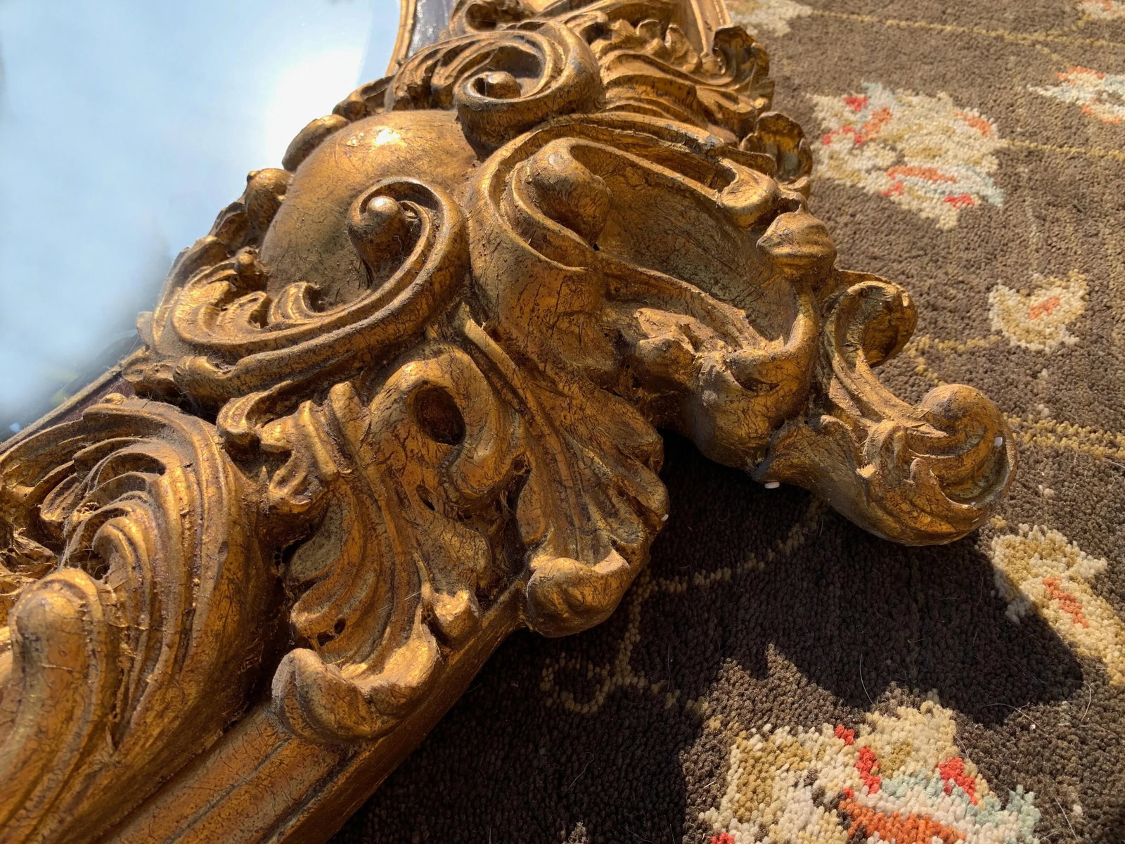 Large Rococo Style Gilded Oval Mirror - 4