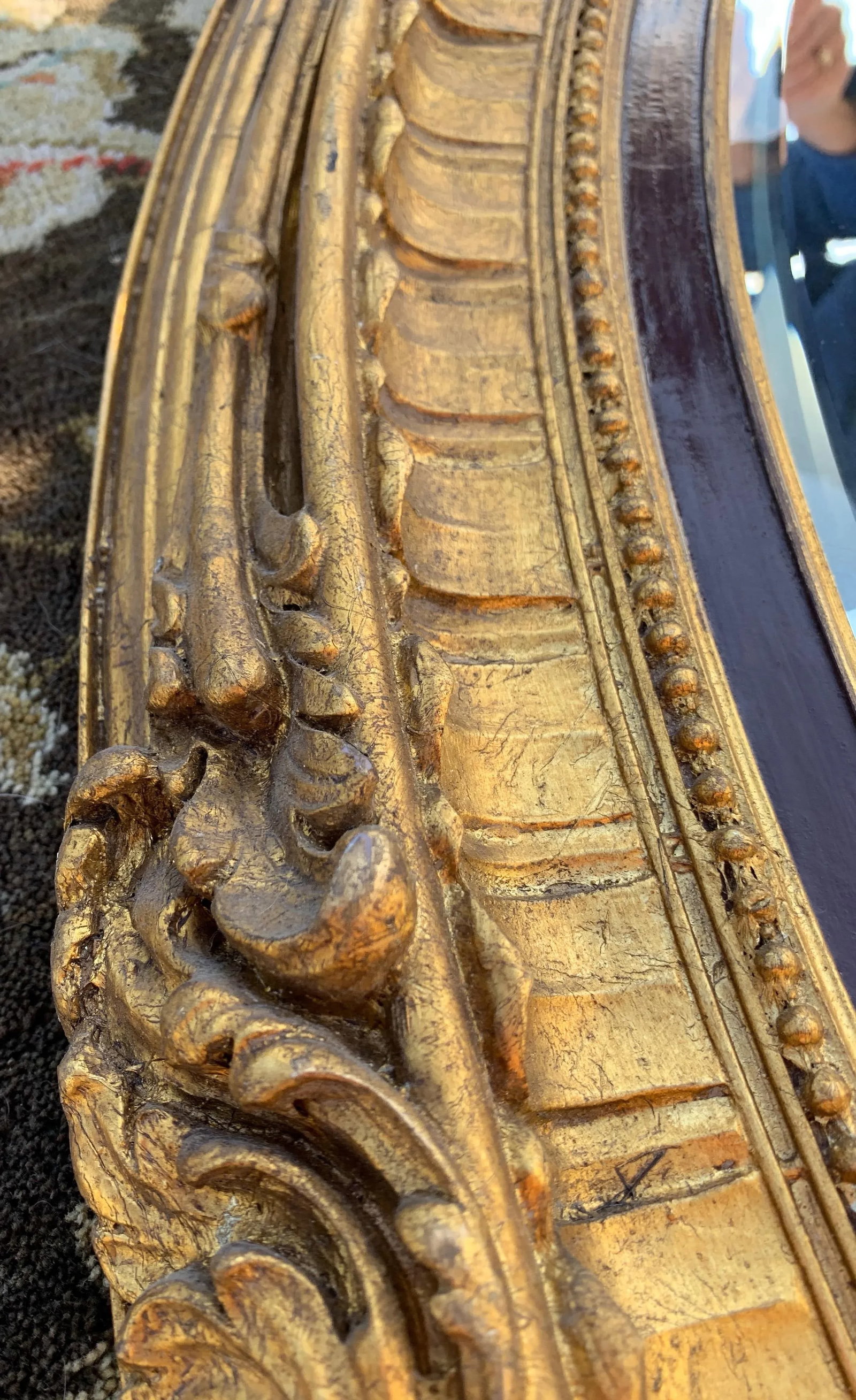 Large Rococo Style Gilded Oval Mirror - 5