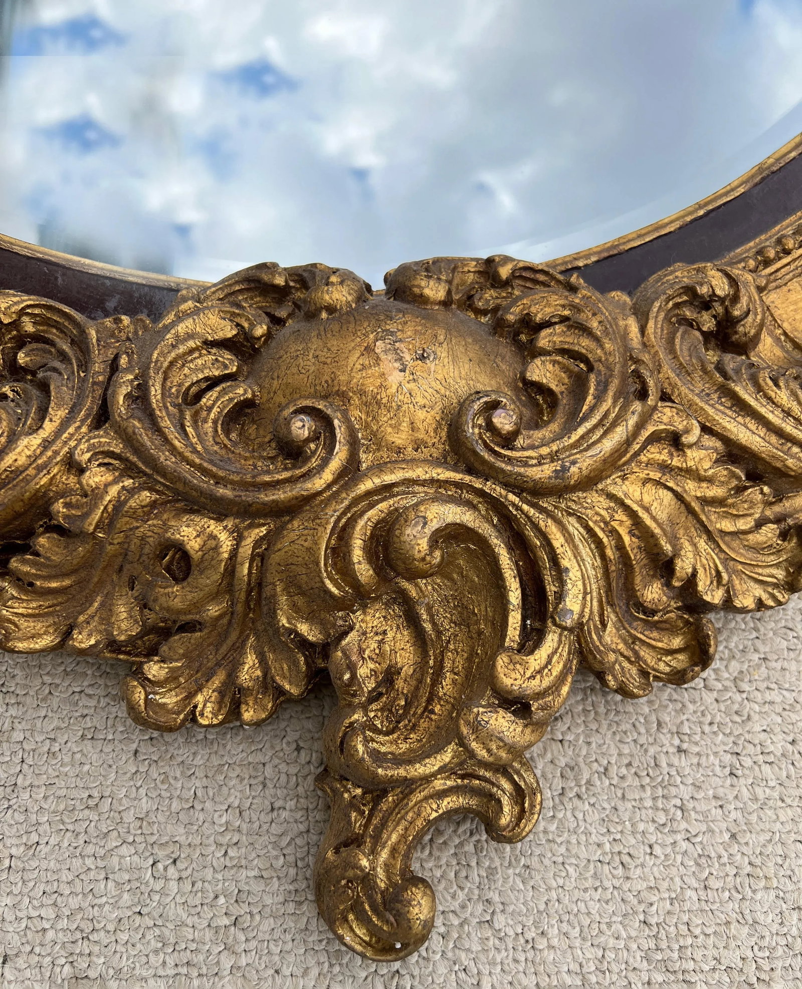 Large Rococo Style Gilded Oval Mirror - 6