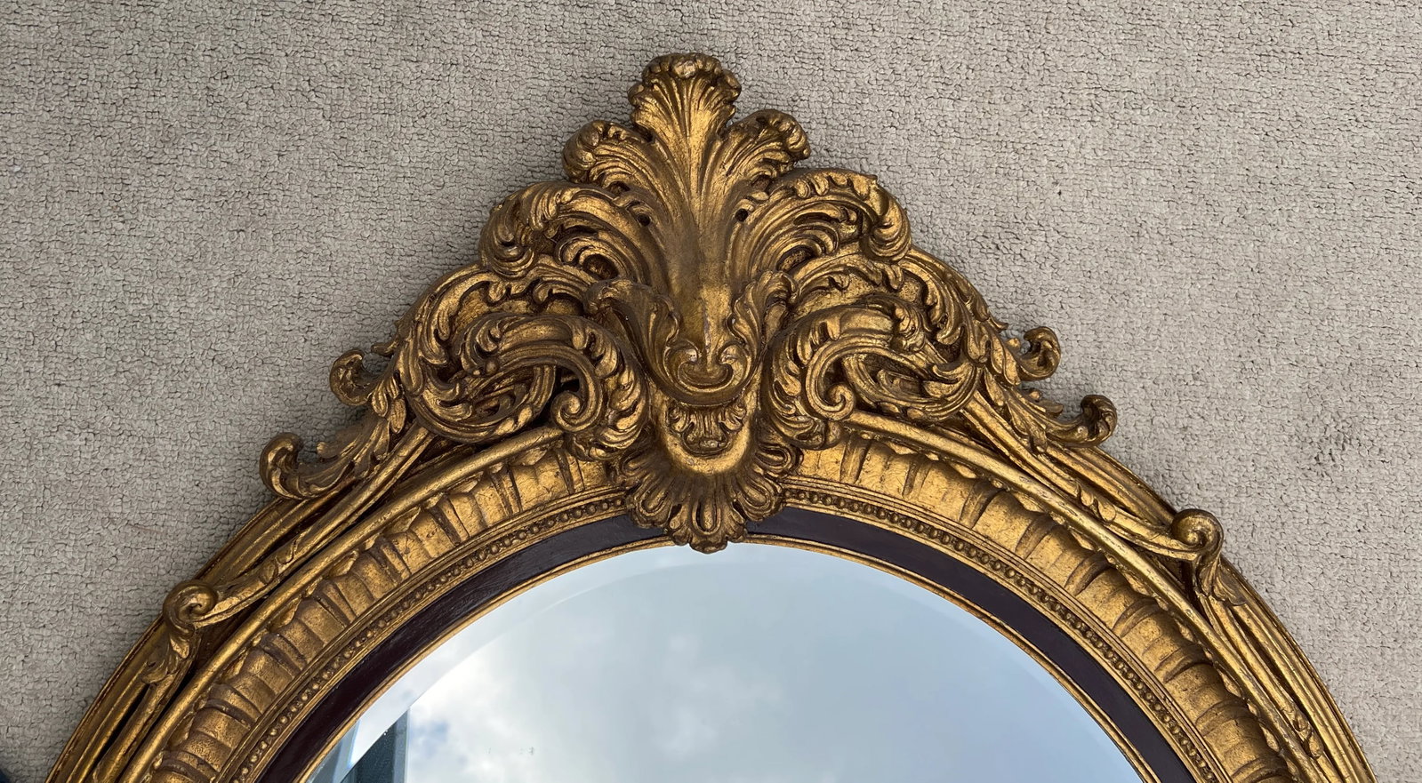 Large Rococo Style Gilded Oval Mirror - 7