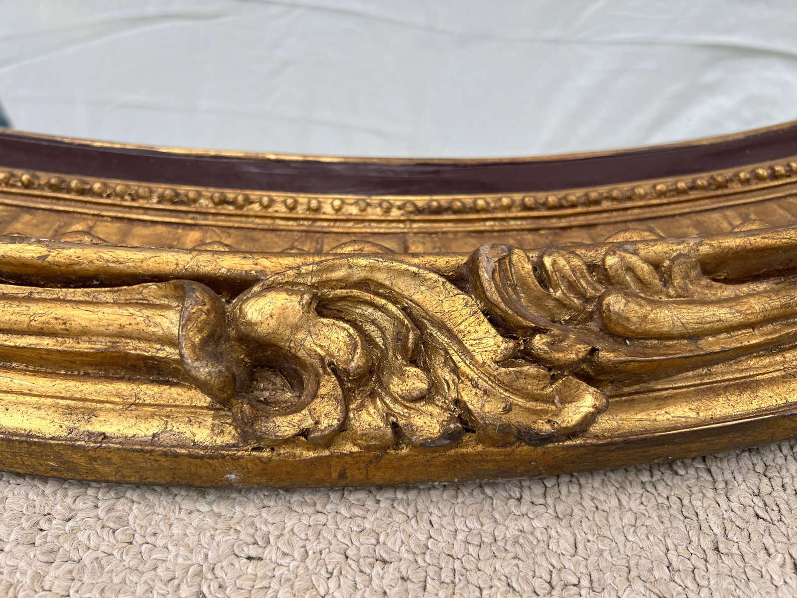 Large Rococo Style Gilded Oval Mirror - 8