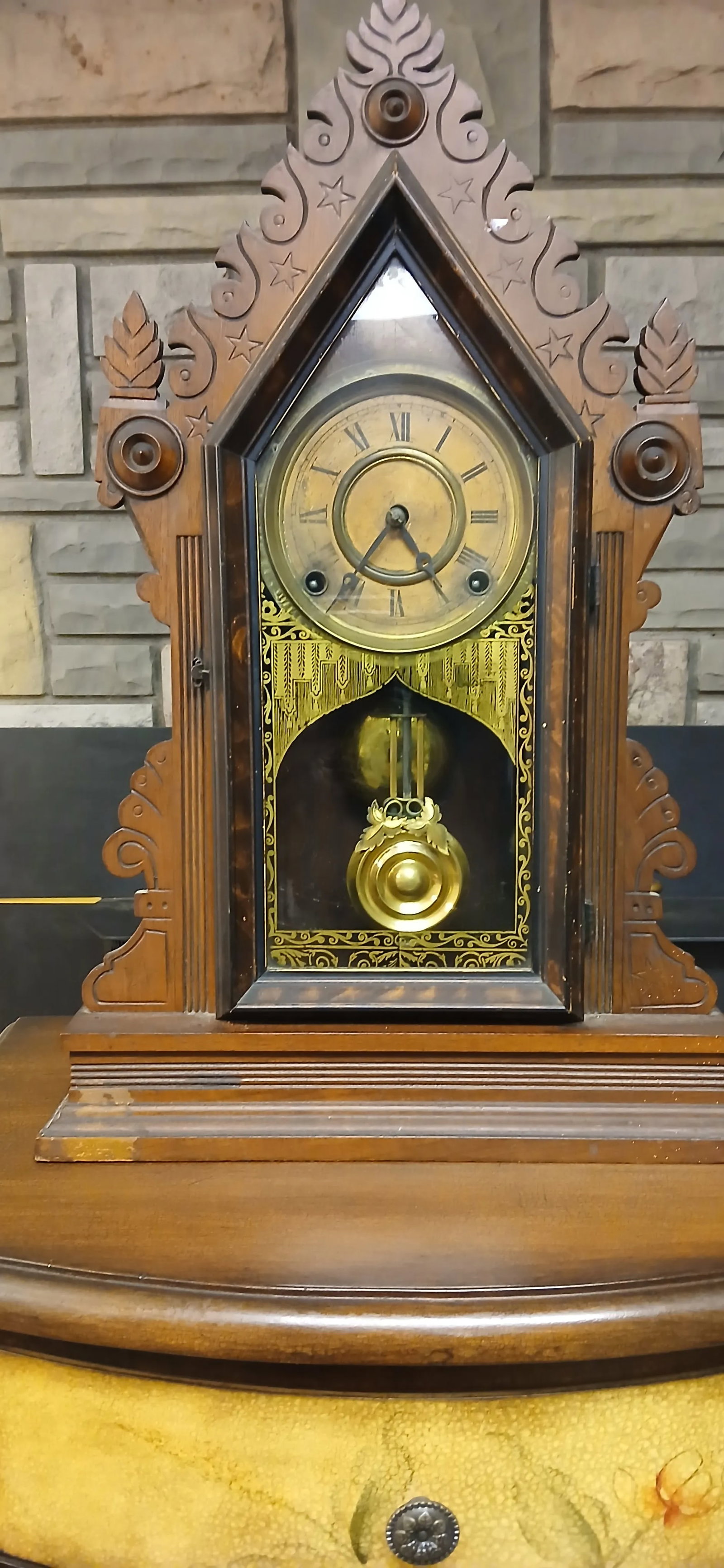 Antique Victorian Gingerbread Mantel Clock - Ornate Wooden Design - 3