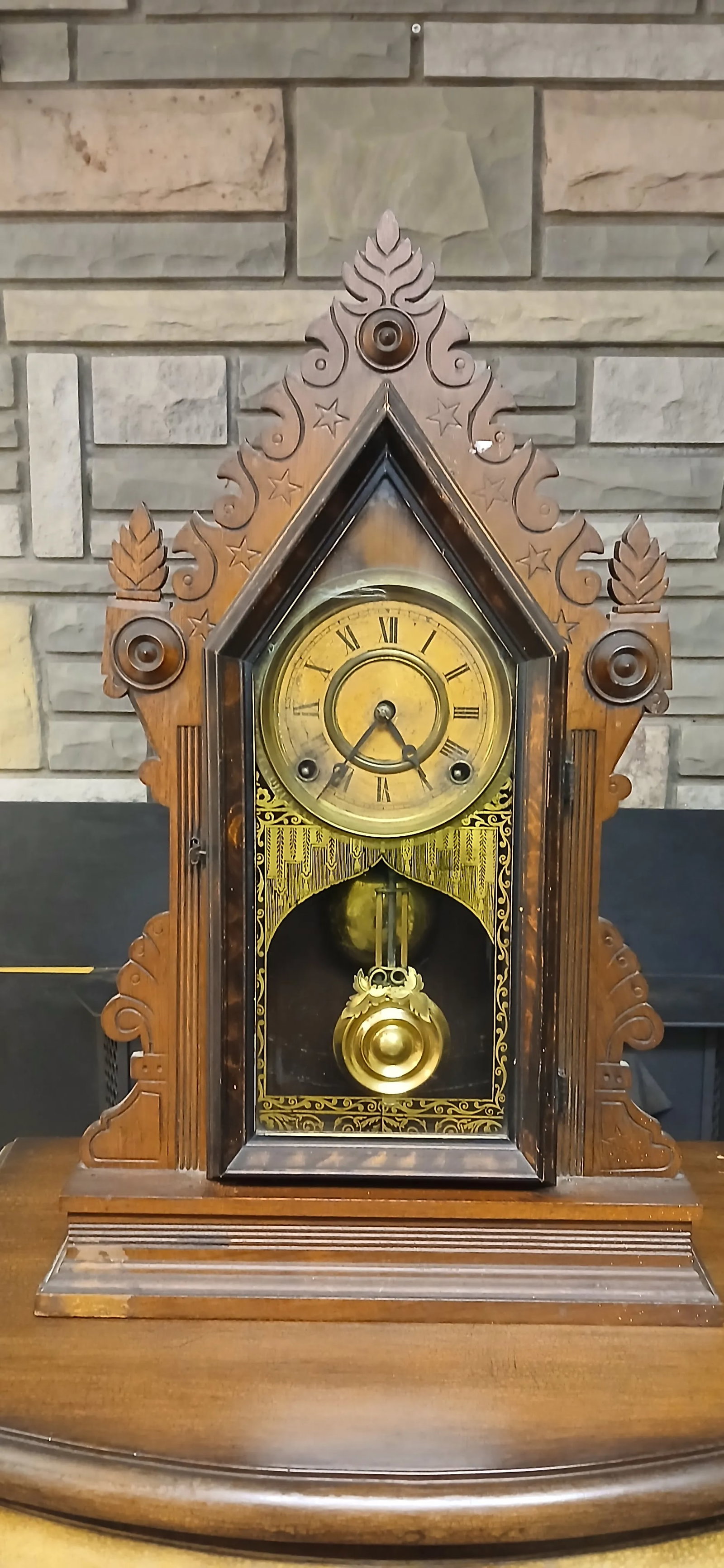 Antique Victorian Gingerbread Mantel Clock - Ornate Wooden Design - 5