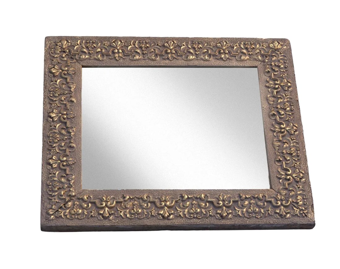 Early 20th Century Arts & Crafts Flat Gessoed Wood Mirror - 2