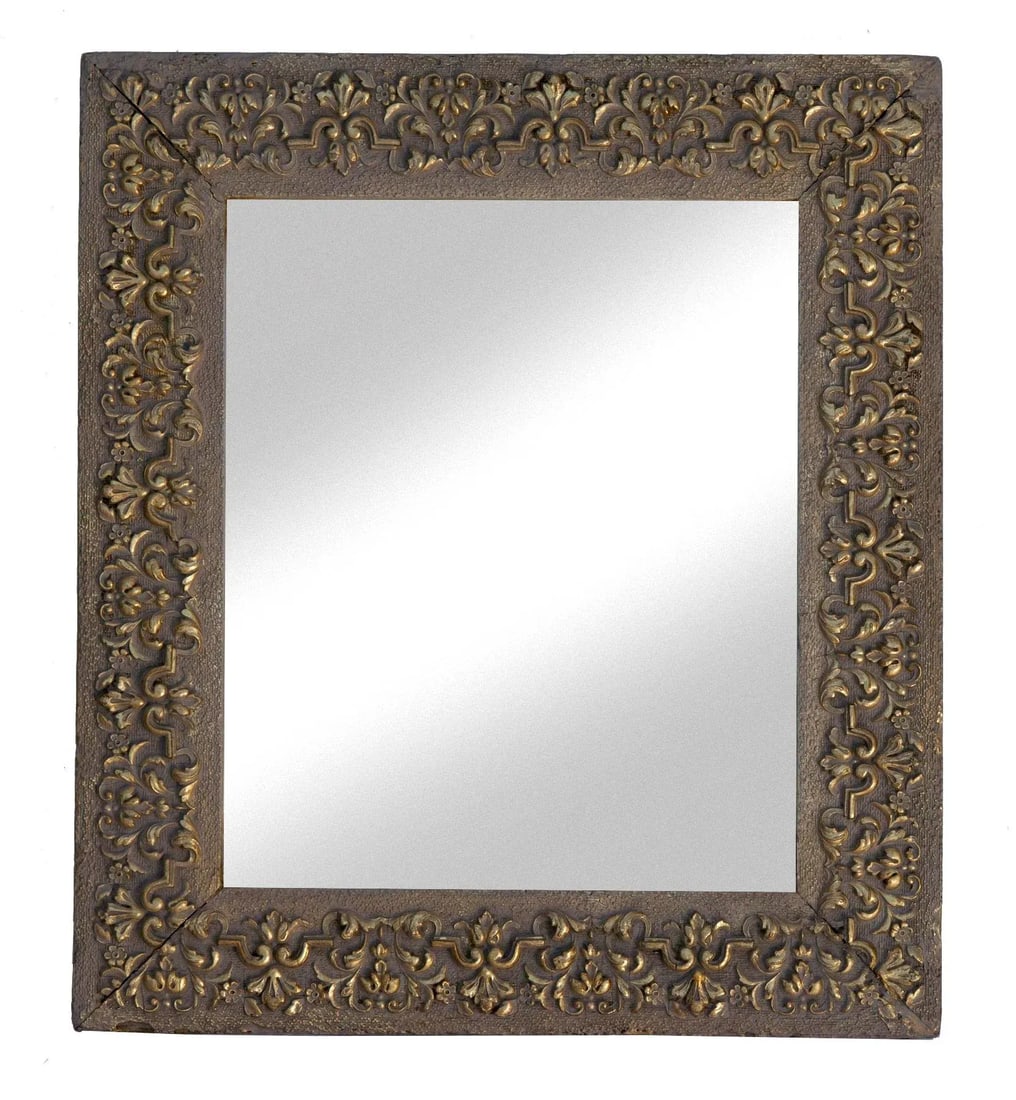 Early 20th Century Arts & Crafts Flat Gessoed Wood Mirror - 3