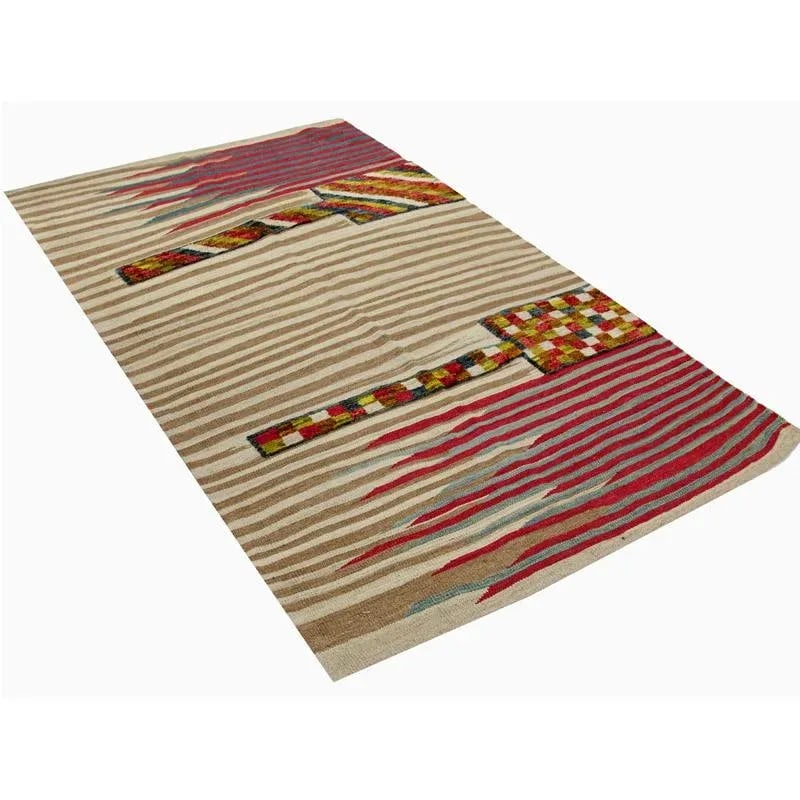 Handwoven Scandinavaian Style Persian Kilim Area Rug - 4' * 6'9'' - 4
