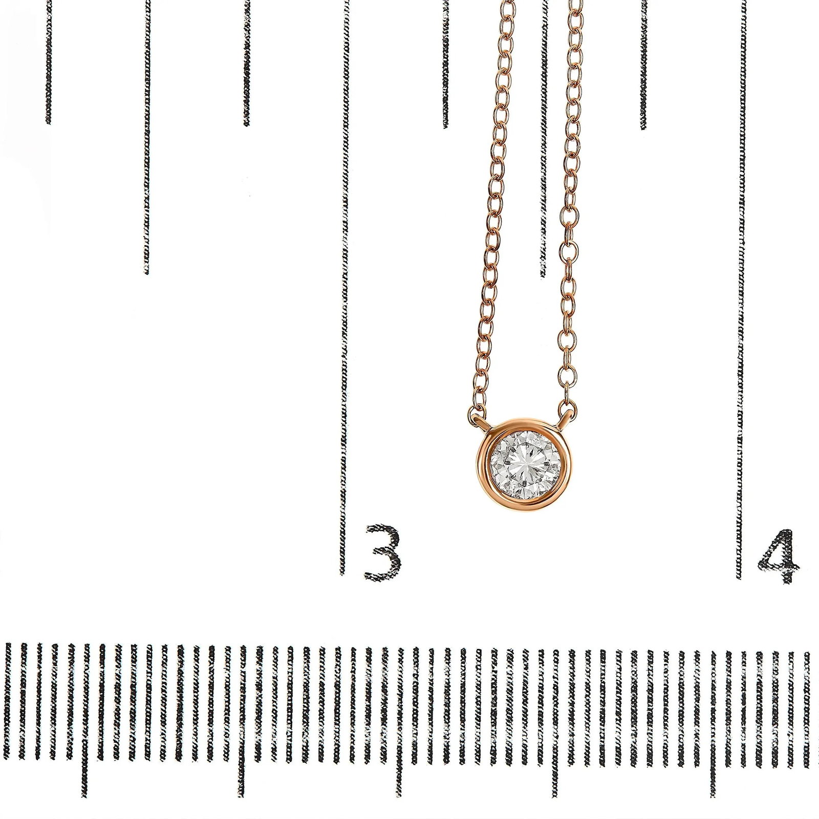 2 Micron 14K Rose Gold Plated Sterling Silver Bezel-Set Diamond Solitaire Pendant Necklace (1/3 cttw - 6