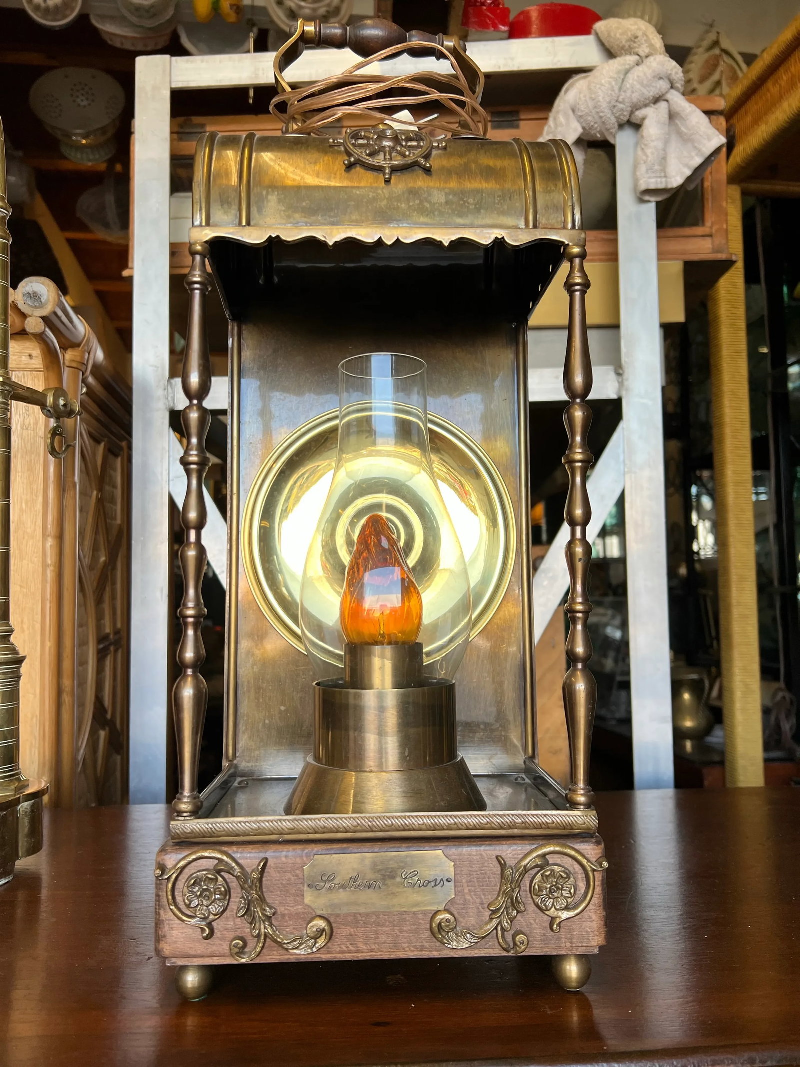 Mid 20th Century Brass Nautical Lantern Lamp - 2