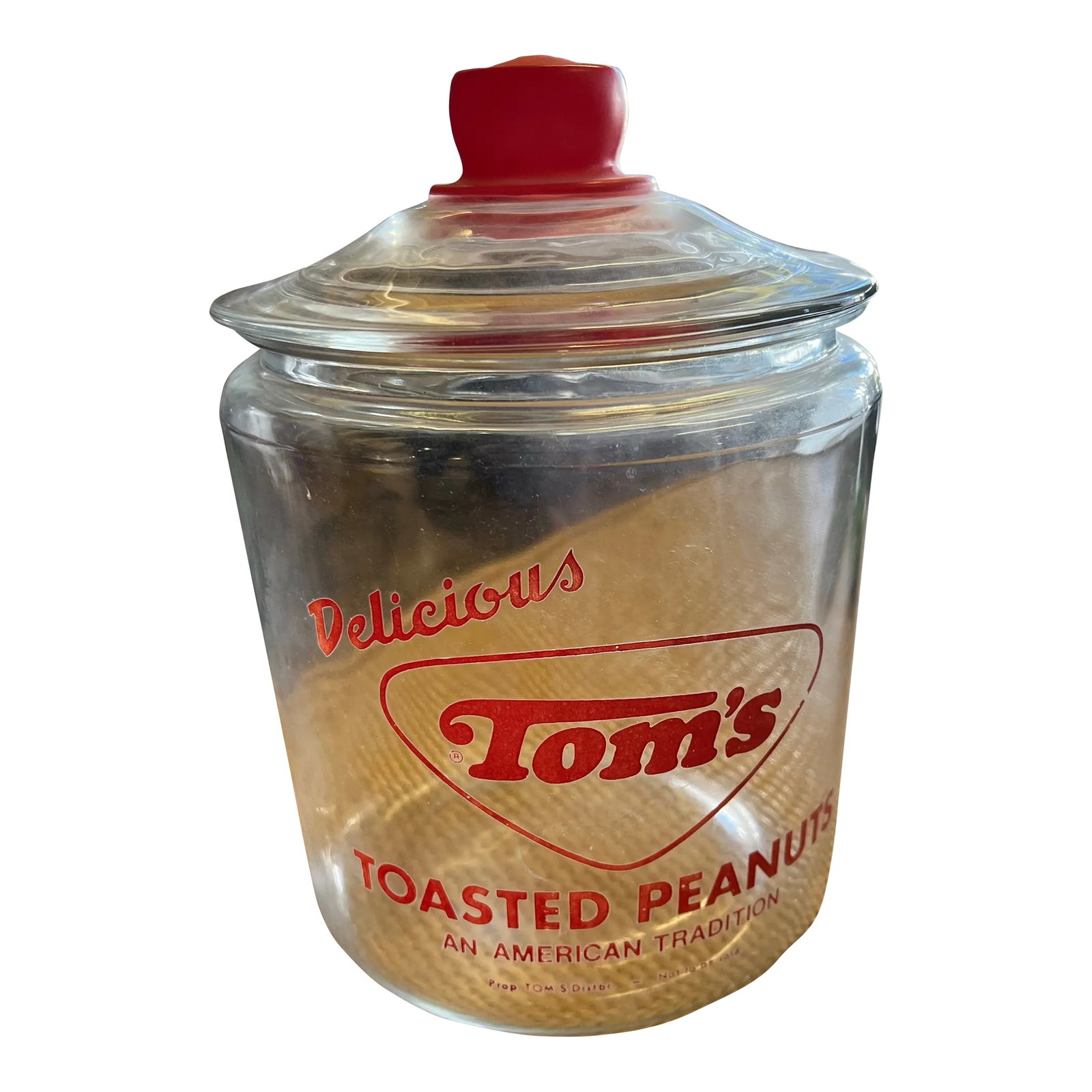 1950s Red Tom's Peanut Grocery Store Display Advertisement Jar (1 of 6)