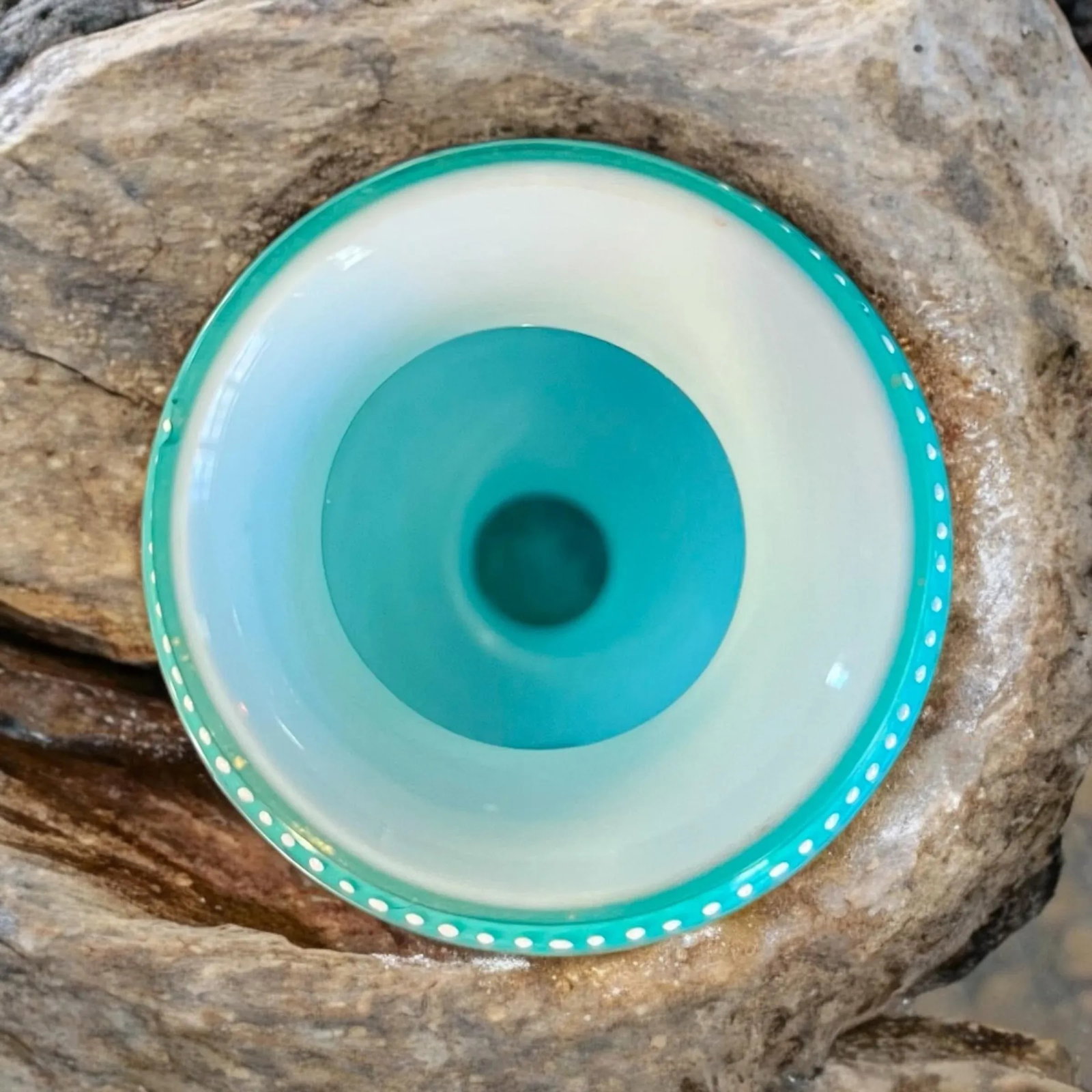 Antique Uranium Harrach Bohemian Hand Enameled Vase-Teal-Aqua-Turquoise-Glass - 8