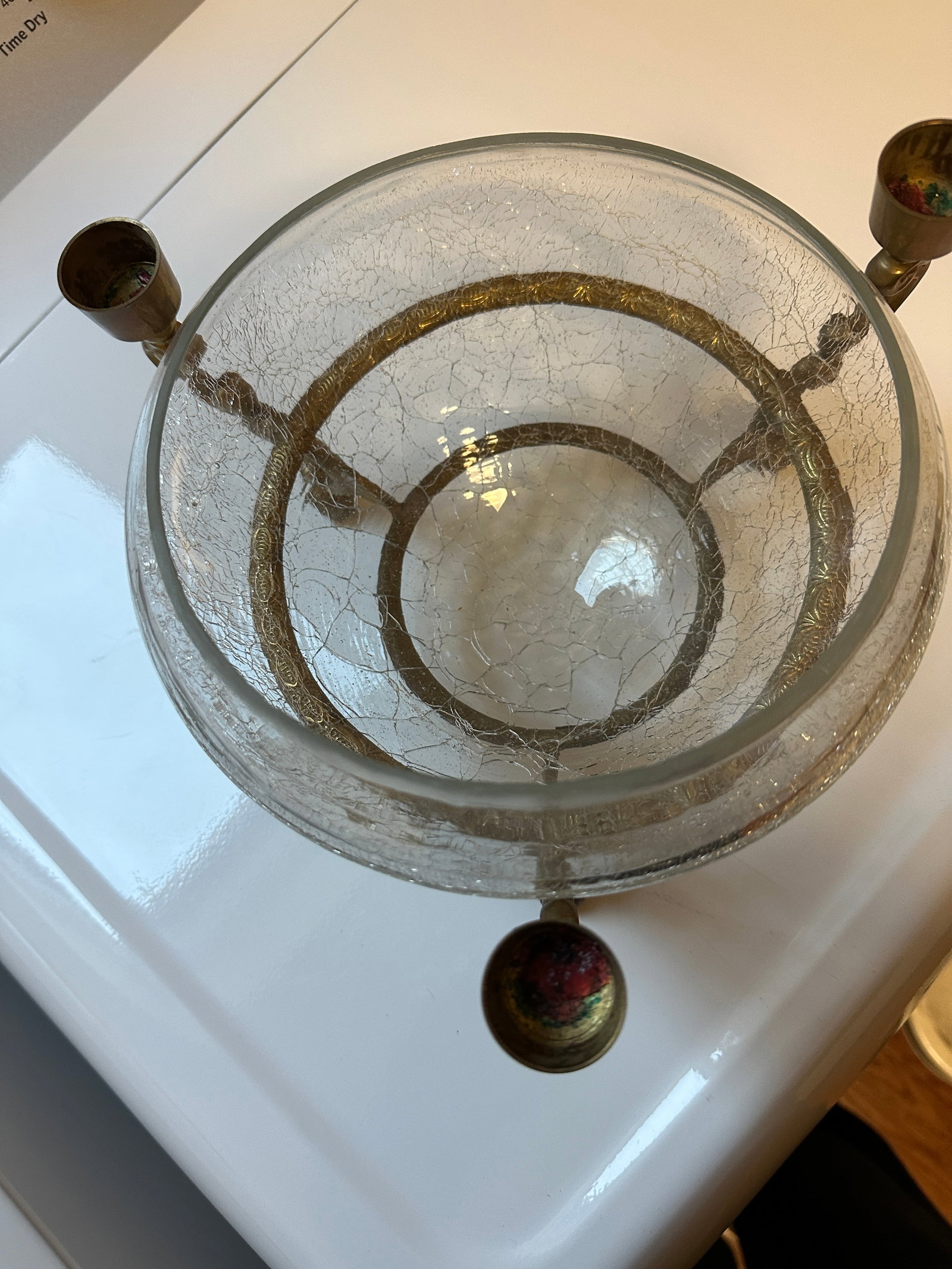 Antique 19th Century French Gilt Brass & Glass Centerpiece Candelabra Bowl - 5