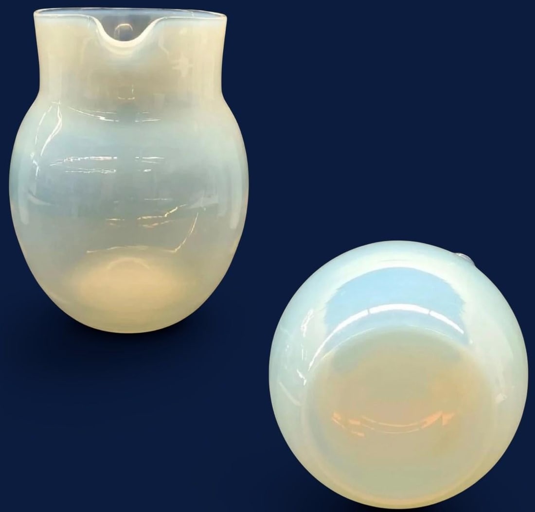 Antique 1920s Fry Foval Cobalt Blue Art Deco Opalescent Lemonade Set-5 Pieces - 7