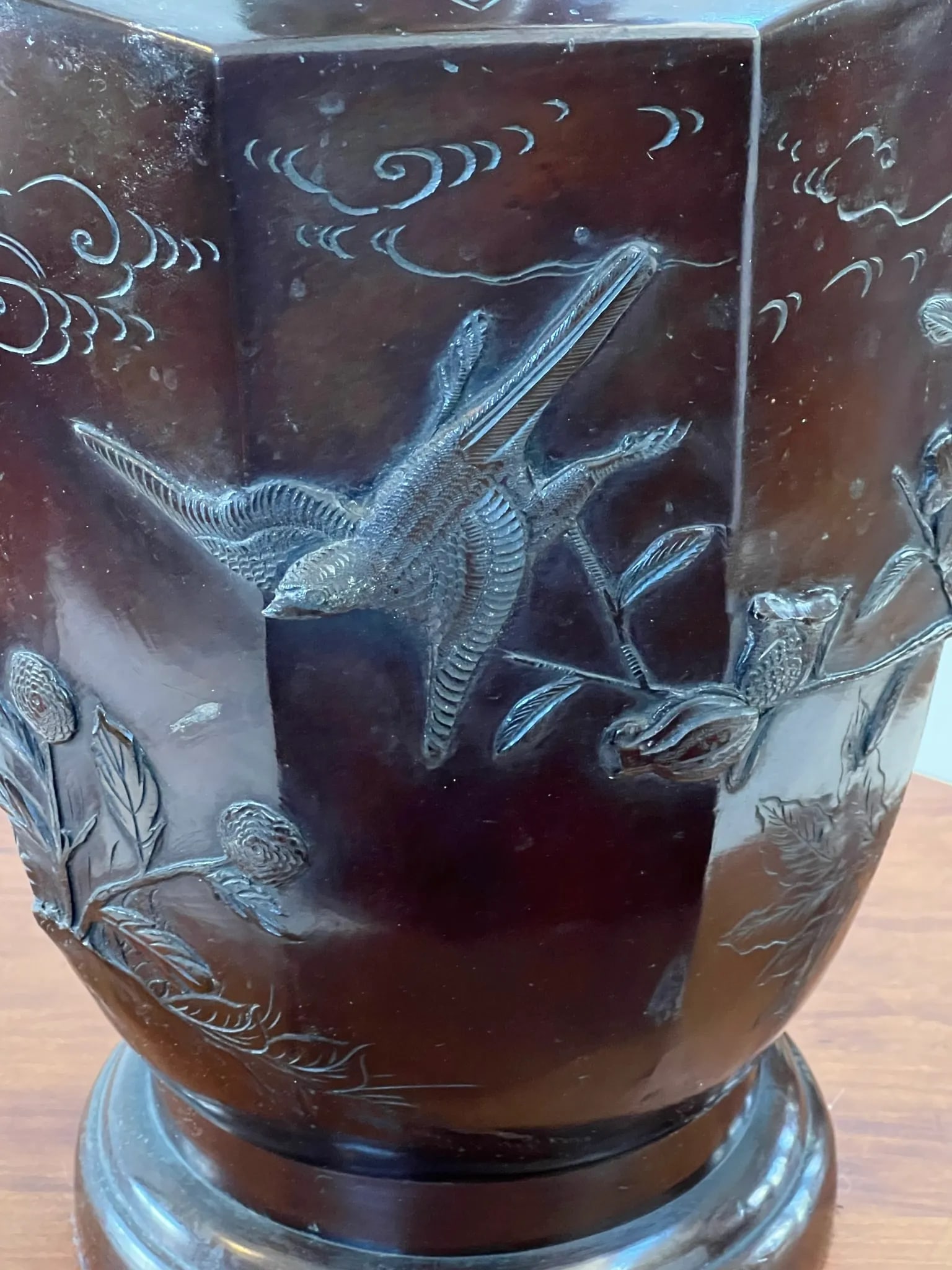 1920s Japanese Bronze Vase Made Into Lamp - 11