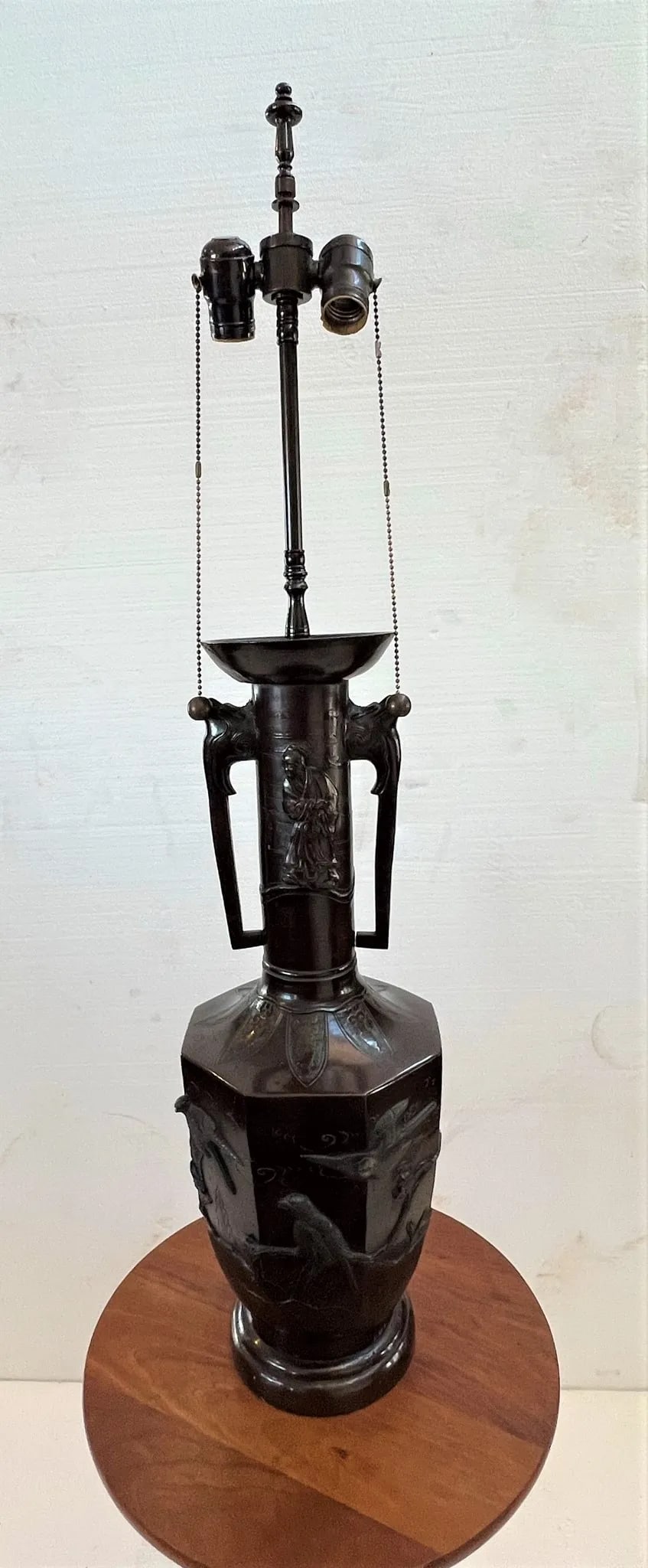 1920s Japanese Bronze Vase Made Into Lamp - 13