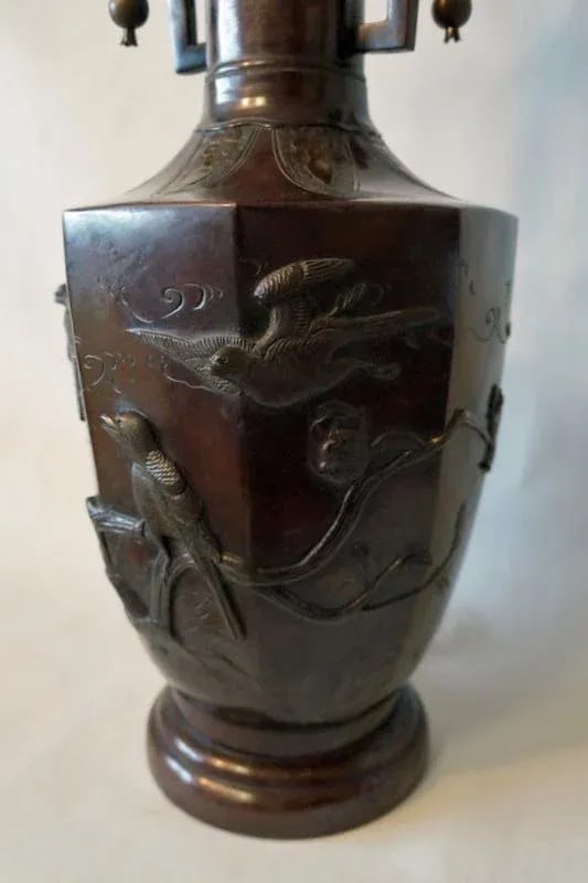 1920s Japanese Bronze Vase Made Into Lamp - 2