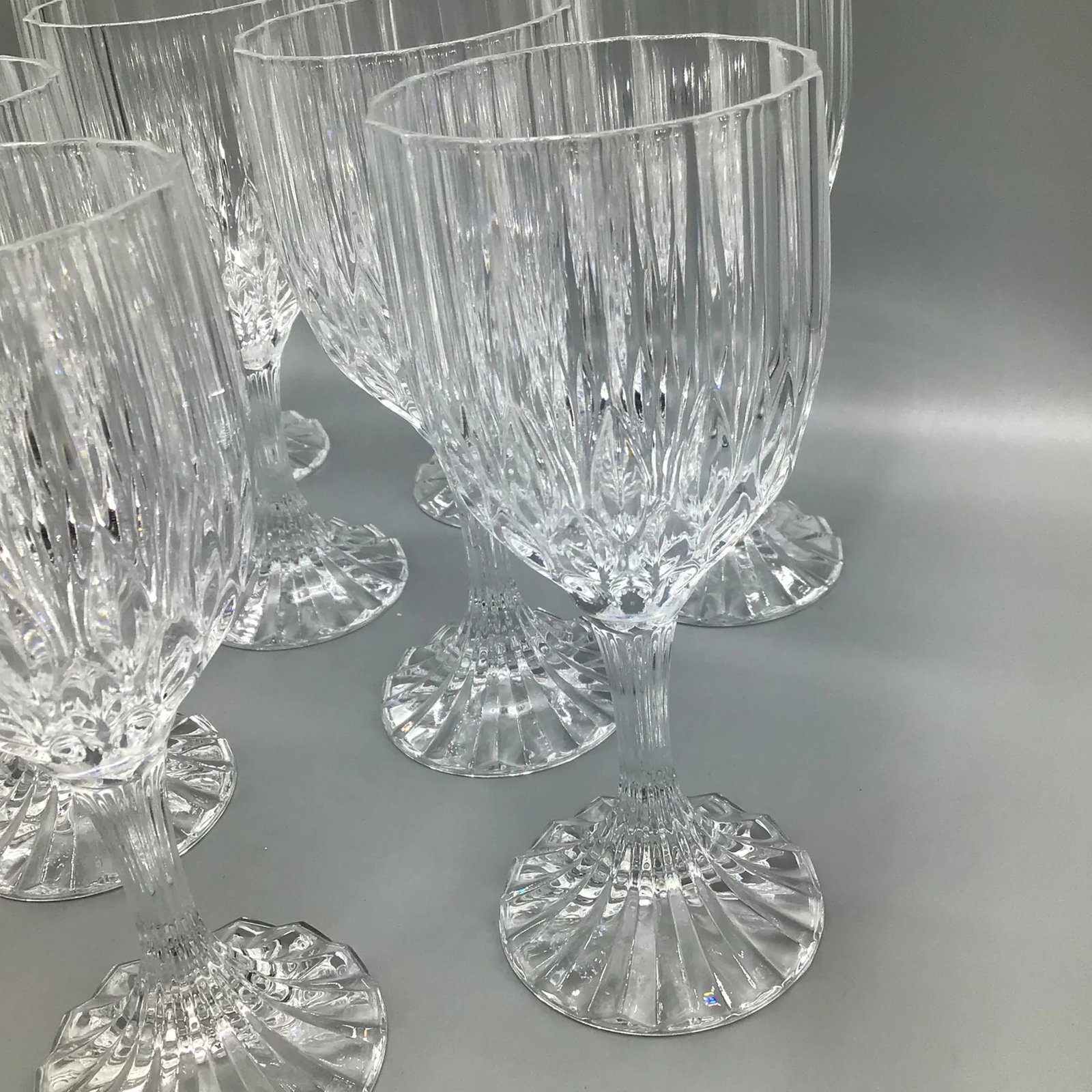 French Crystal Bretagne Fluted Stem Wine Glasses-Set of 12 - 3