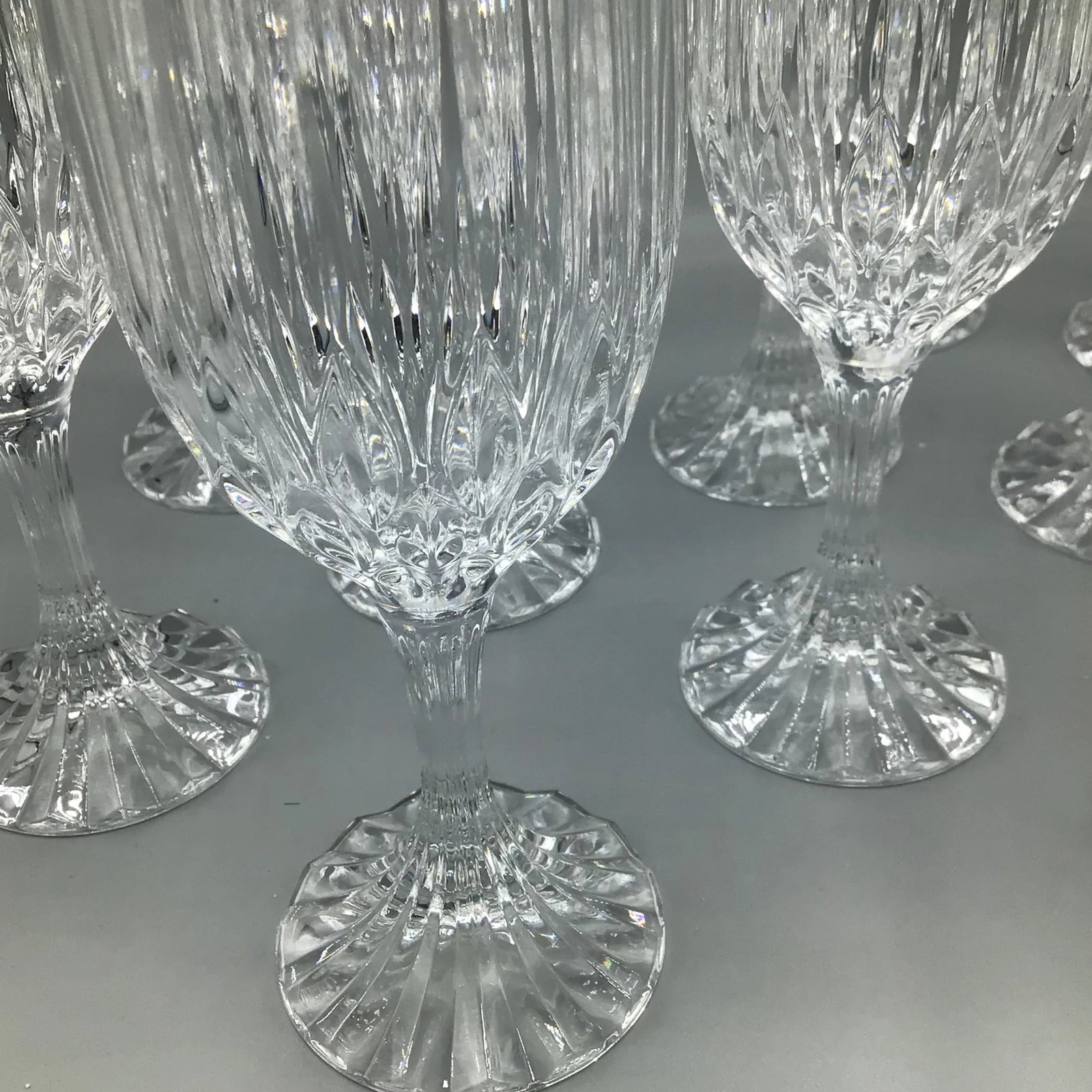 French Crystal Bretagne Fluted Stem Wine Glasses-Set of 12 - 4